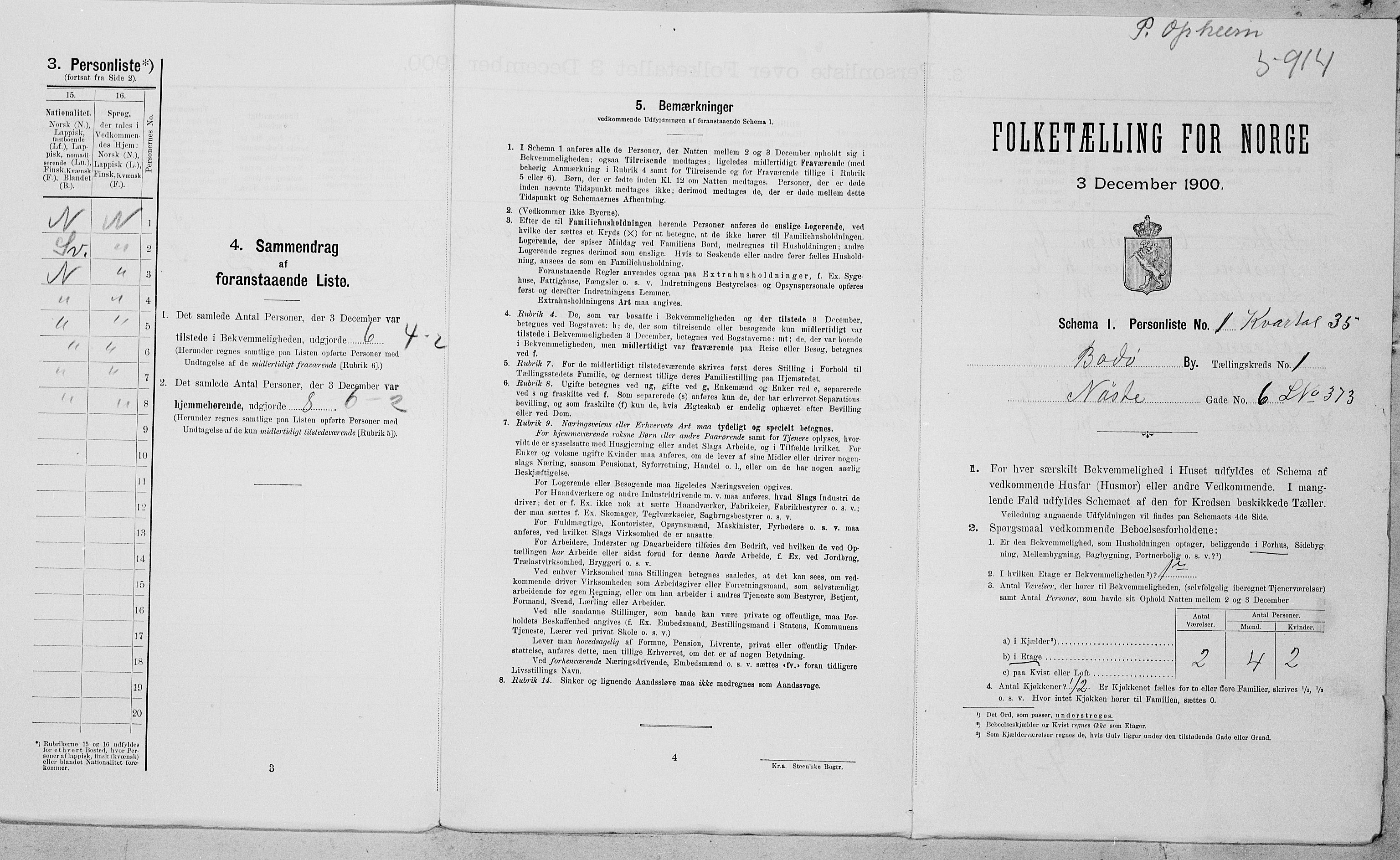 SAT, Folketelling 1900 for 1804 Bodø kjøpstad, 1900, s. 238