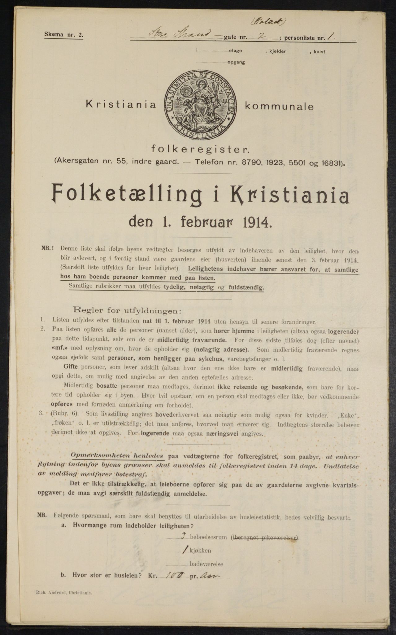 OBA, Kommunal folketelling 1.2.1914 for Kristiania, 1914, s. 103525