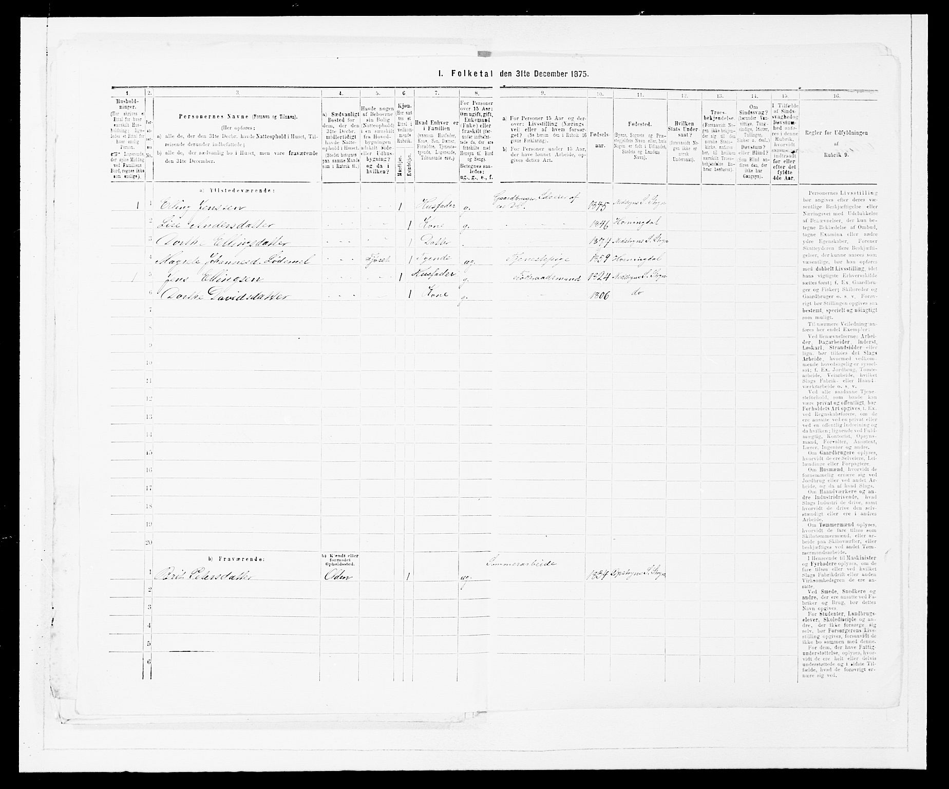 SAB, Folketelling 1875 for 1448P Stryn prestegjeld, 1875, s. 73