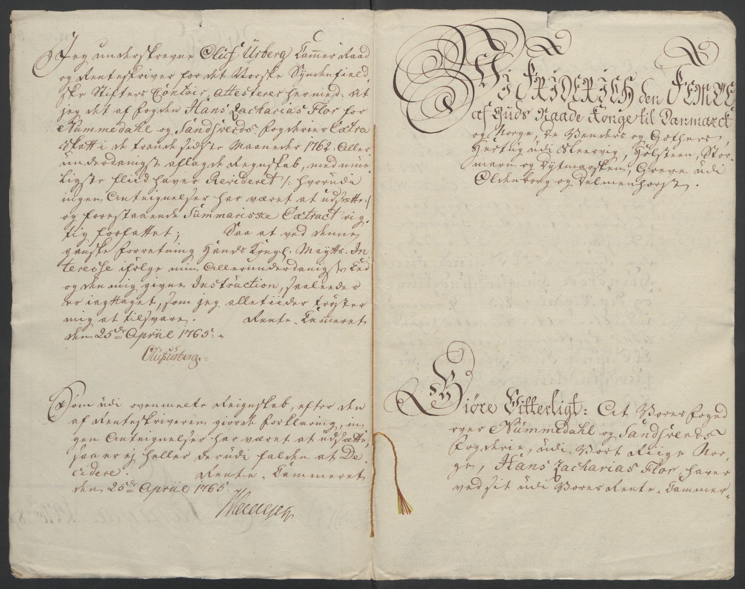 Rentekammeret inntil 1814, Reviderte regnskaper, Fogderegnskap, RA/EA-4092/R24/L1672: Ekstraskatten Numedal og Sandsvær, 1762-1767, s. 10