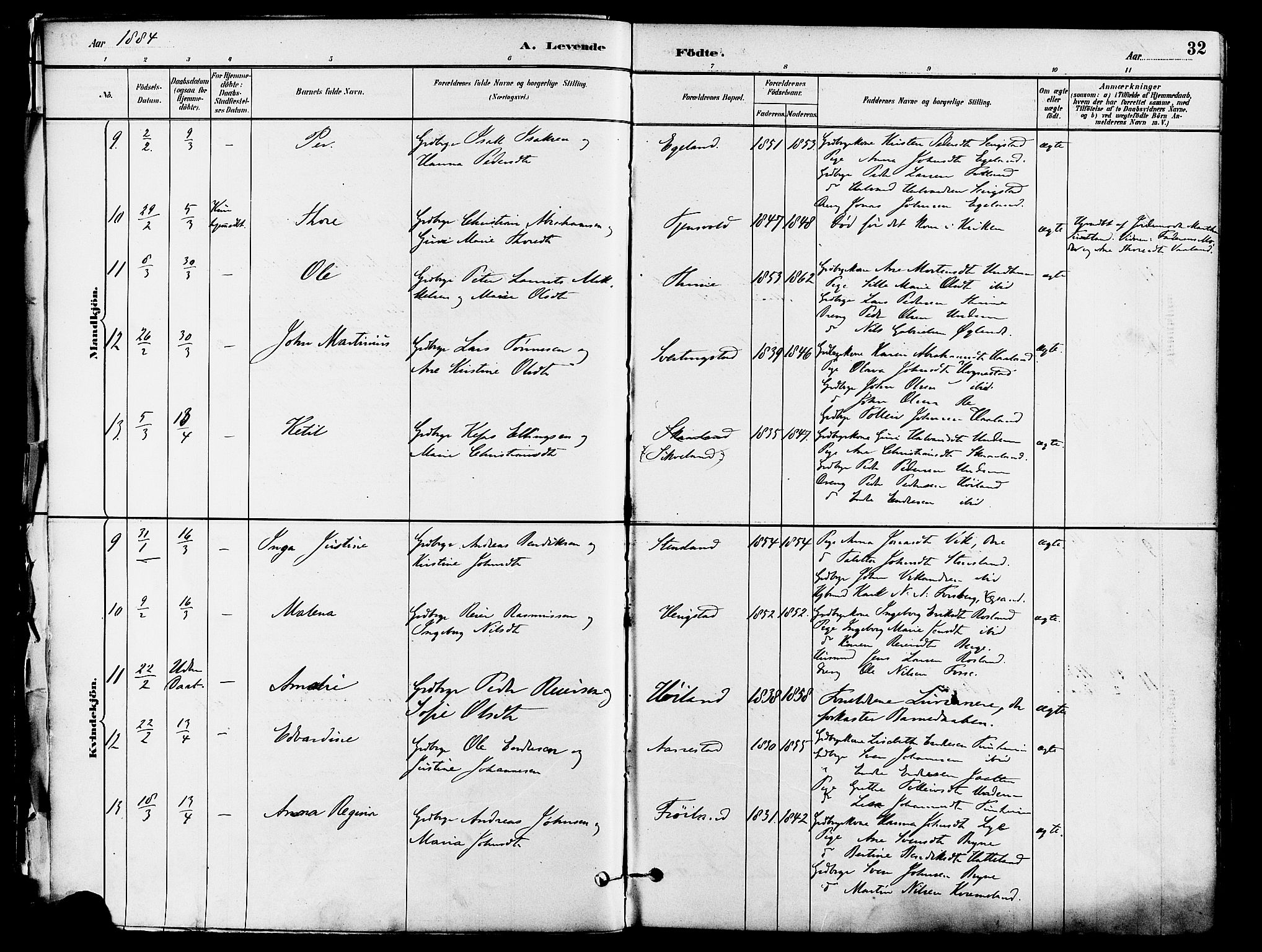 Lye sokneprestkontor, AV/SAST-A-101794/001/30BA/L0009: Ministerialbok nr. A 8, 1881-1892, s. 32