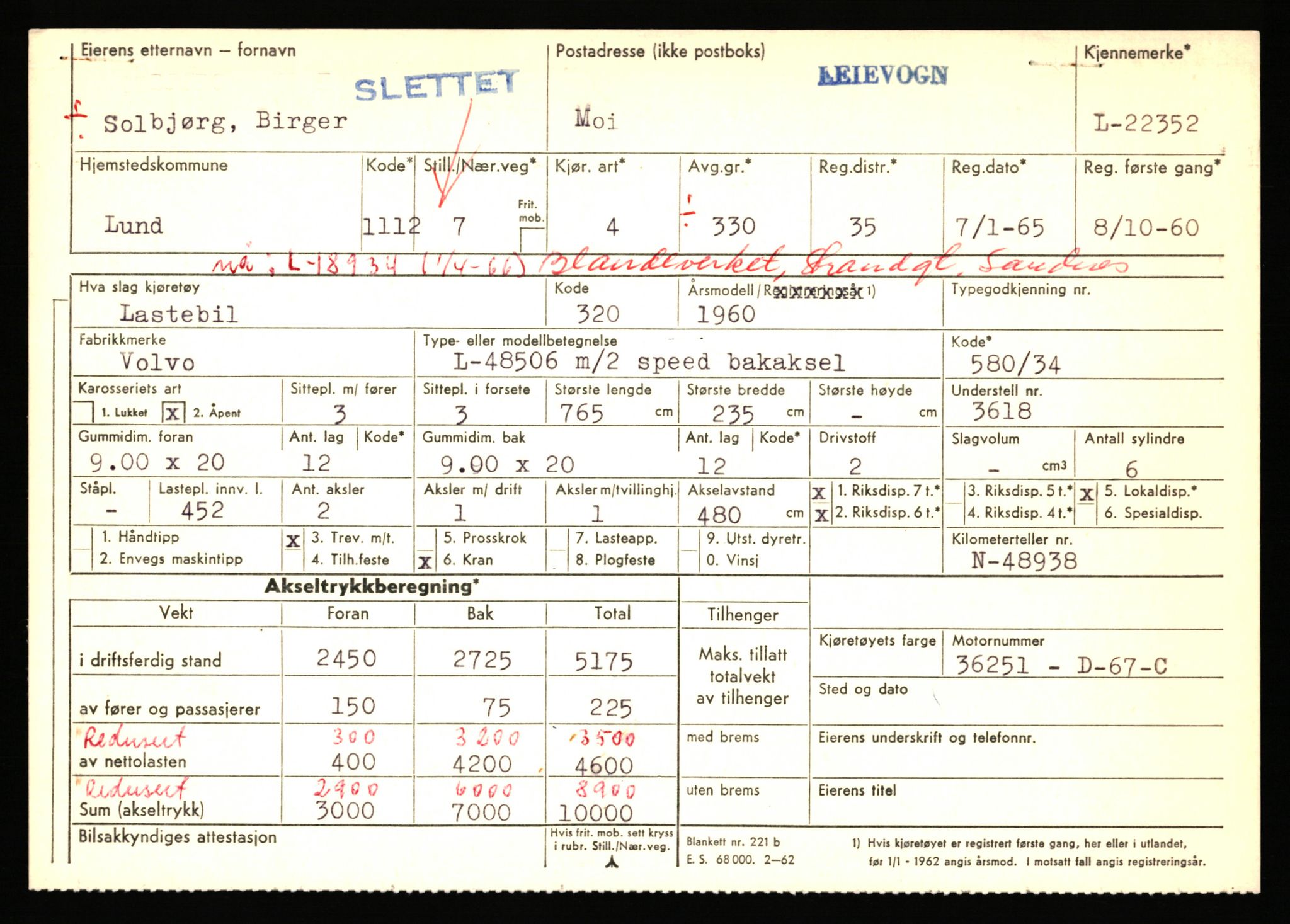 Stavanger trafikkstasjon, SAST/A-101942/0/F/L0039: L-22300 - L-22799, 1930-1971, s. 283