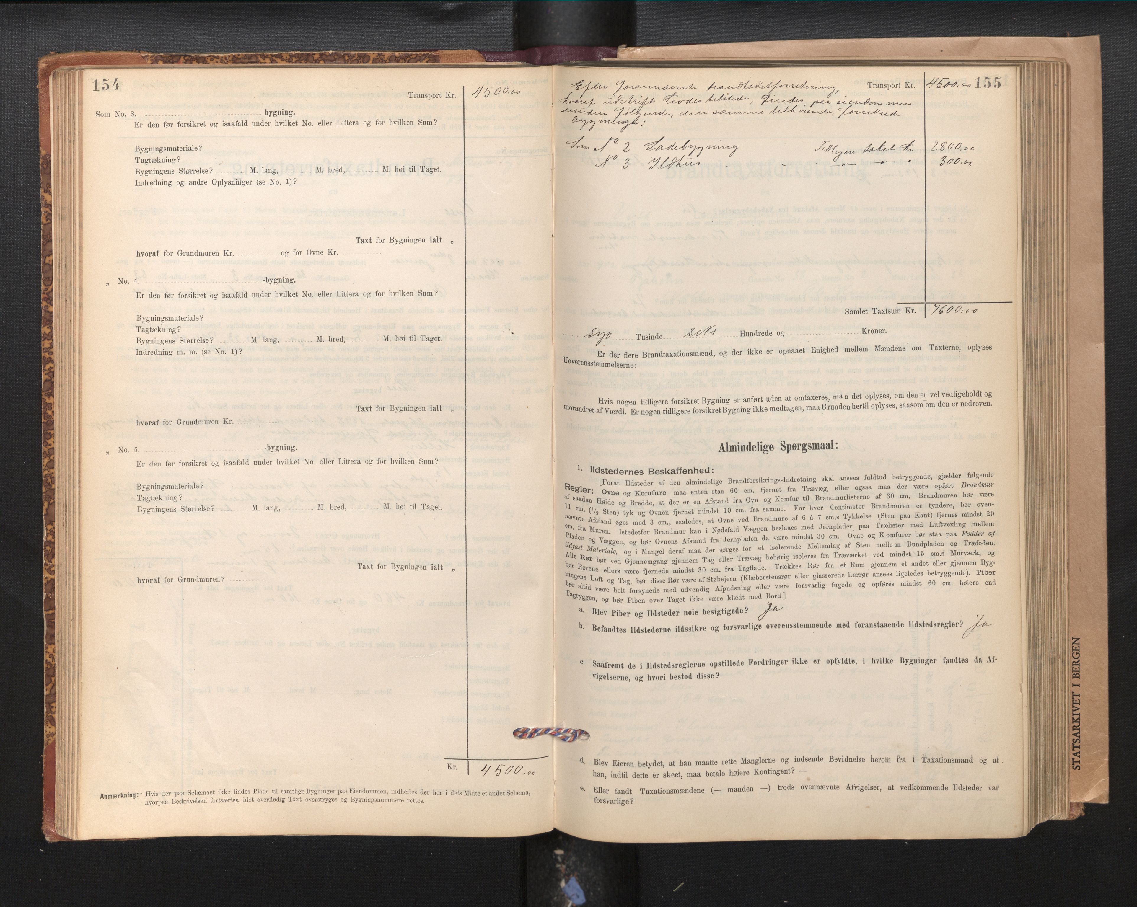 Lensmannen i Voss, SAB/A-35801/0012/L0008: Branntakstprotokoll, skjematakst, 1895-1945, s. 154-155