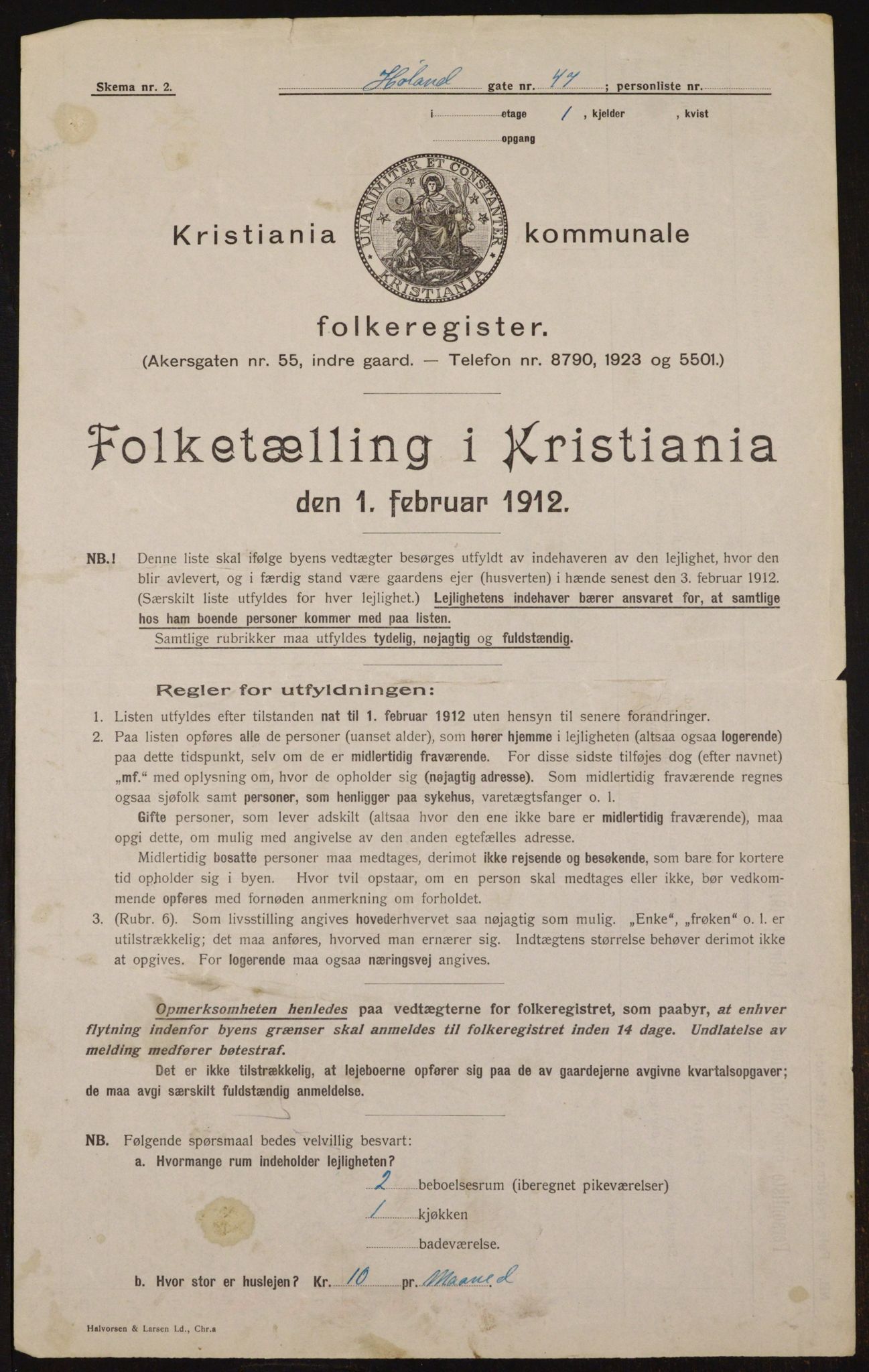 OBA, Kommunal folketelling 1.2.1912 for Kristiania, 1912, s. 43101