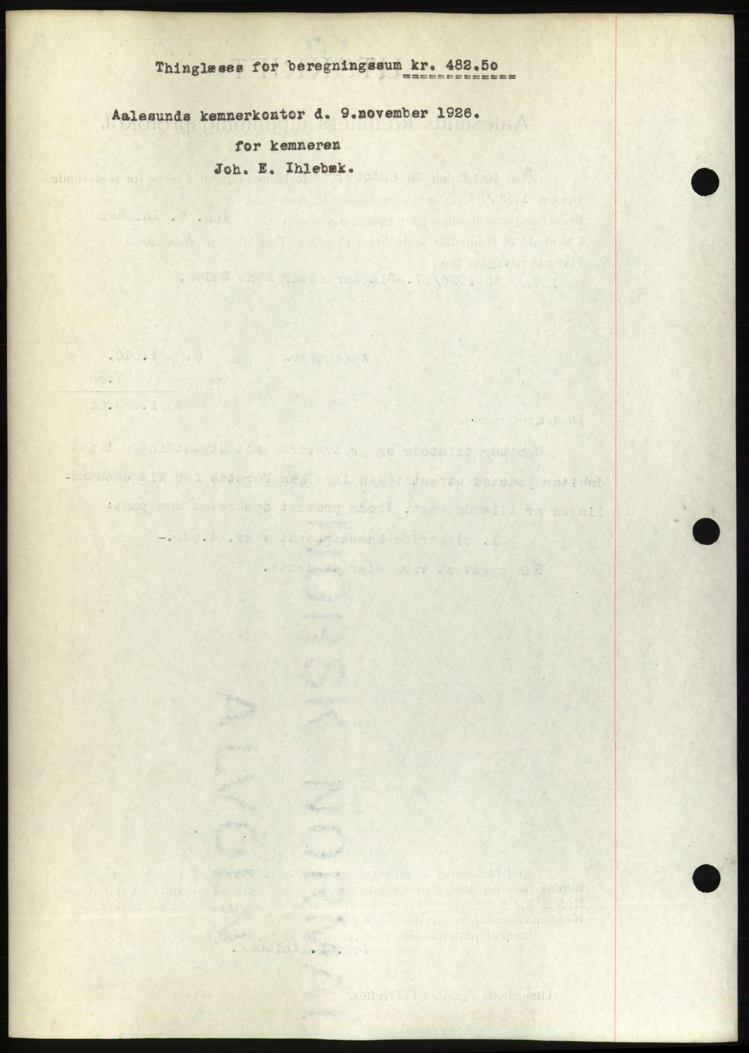 Ålesund byfogd, AV/SAT-A-4384: Pantebok nr. 21, 1926-1927, Tingl.dato: 11.11.1926