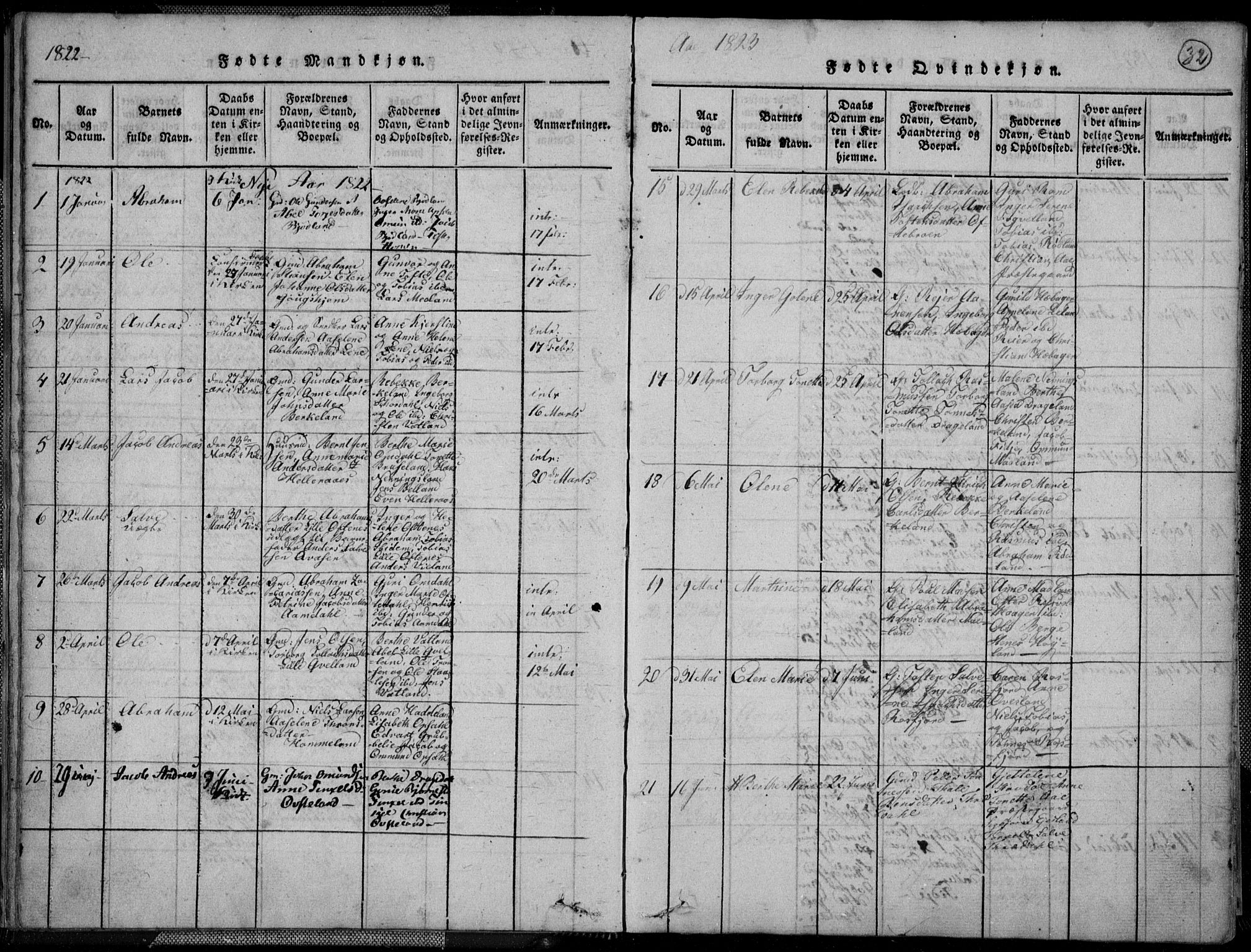 Lyngdal sokneprestkontor, AV/SAK-1111-0029/F/Fa/Fac/L0006: Ministerialbok nr. A 6, 1815-1825, s. 32