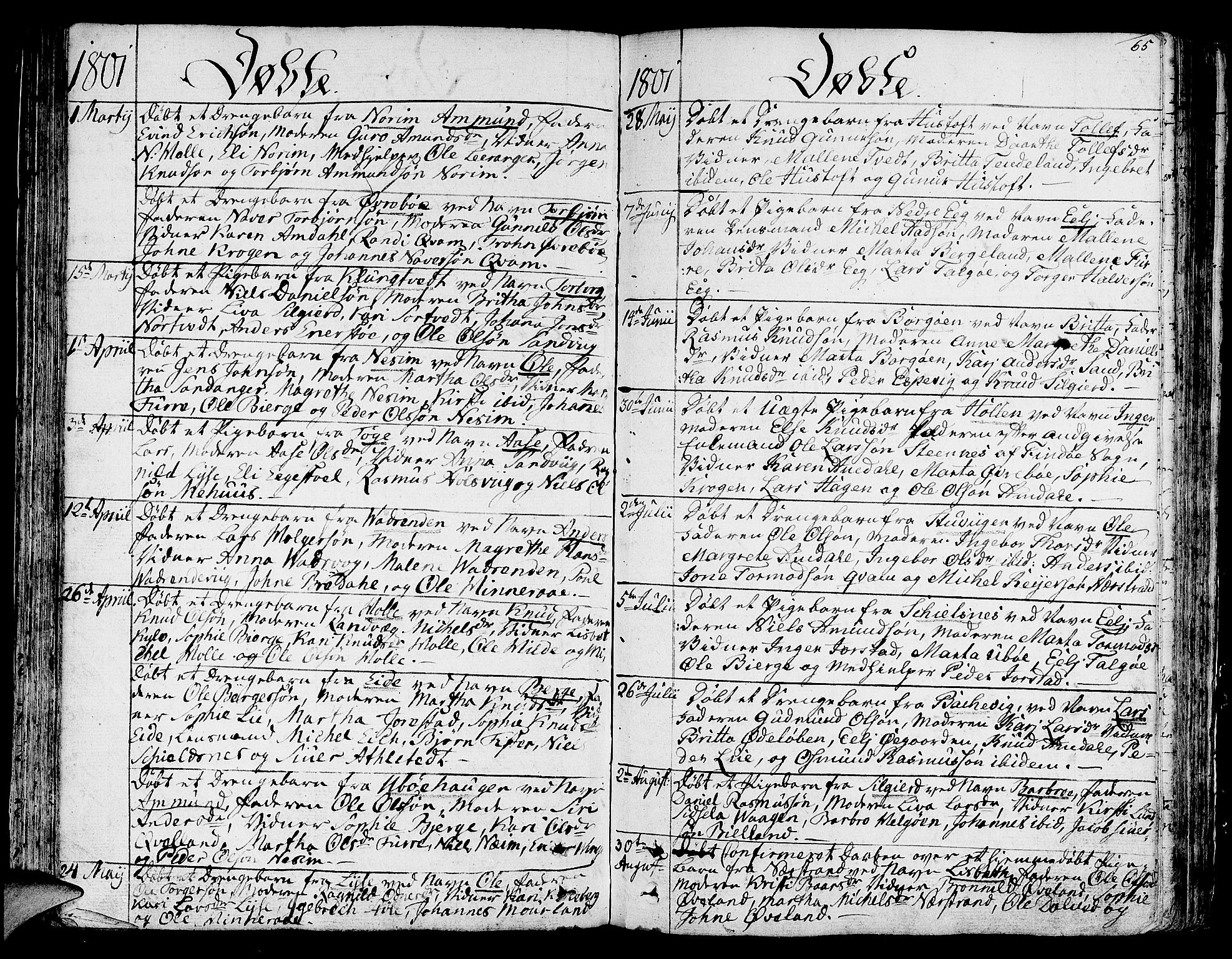 Nedstrand sokneprestkontor, AV/SAST-A-101841/01/IV: Ministerialbok nr. A 5, 1795-1816, s. 65