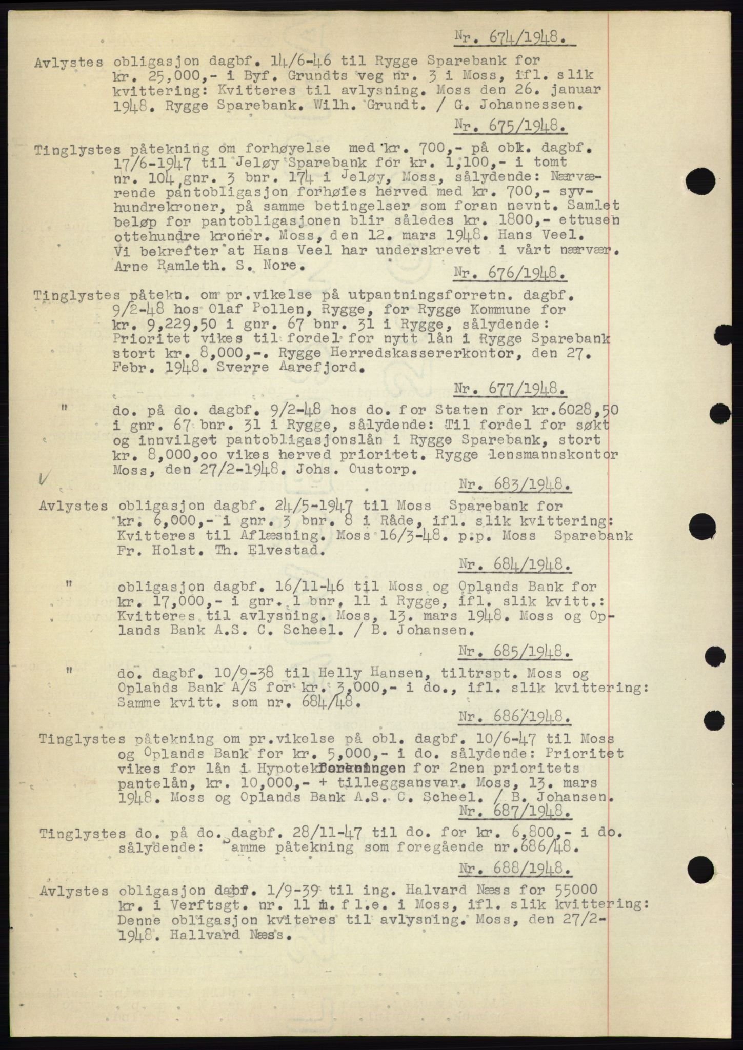 Moss sorenskriveri, SAO/A-10168: Pantebok nr. C10, 1938-1950, Dagboknr: 674/1948