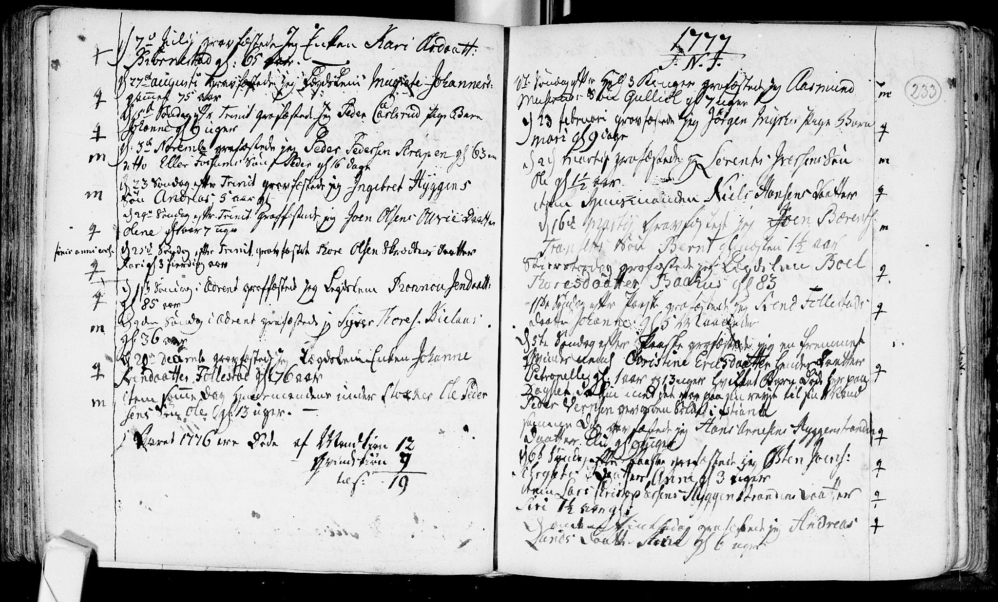 Røyken kirkebøker, SAKO/A-241/F/Fa/L0002: Ministerialbok nr. 2, 1731-1782, s. 233