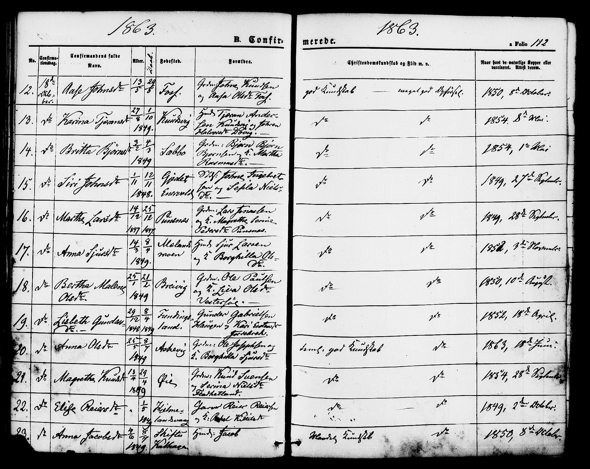 Hjelmeland sokneprestkontor, AV/SAST-A-101843/01/IV/L0011: Ministerialbok nr. A 11, 1861-1878, s. 112