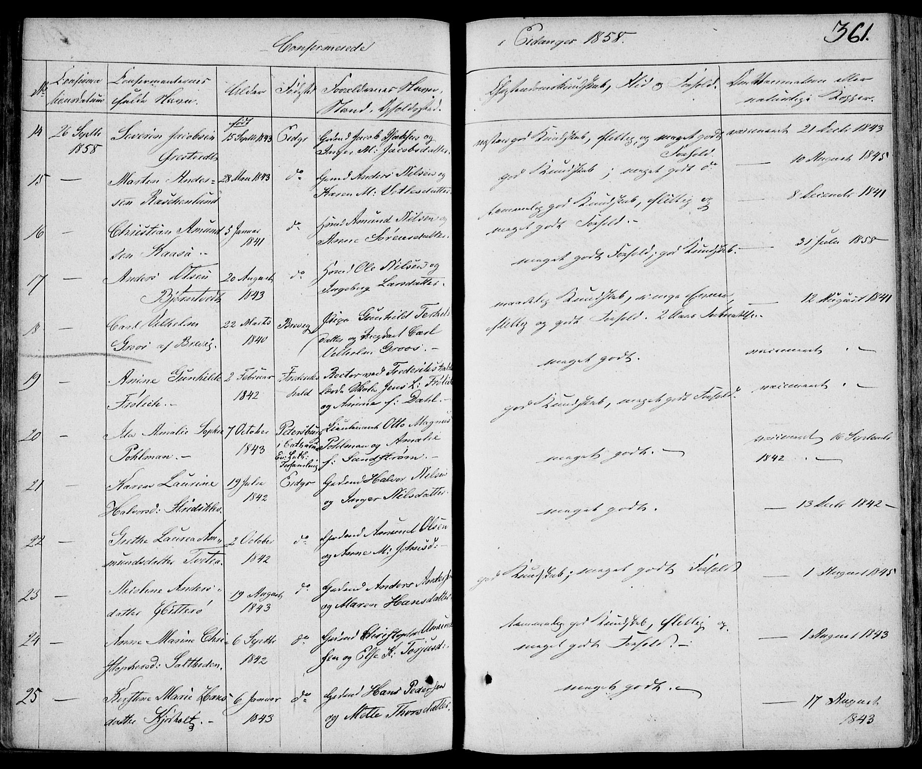 Eidanger kirkebøker, AV/SAKO-A-261/F/Fa/L0008: Ministerialbok nr. 8, 1831-1858, s. 361