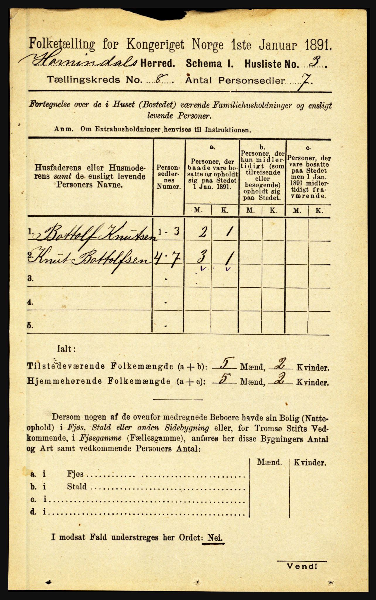 RA, Folketelling 1891 for 1444 Hornindal herred, 1891, s. 1869