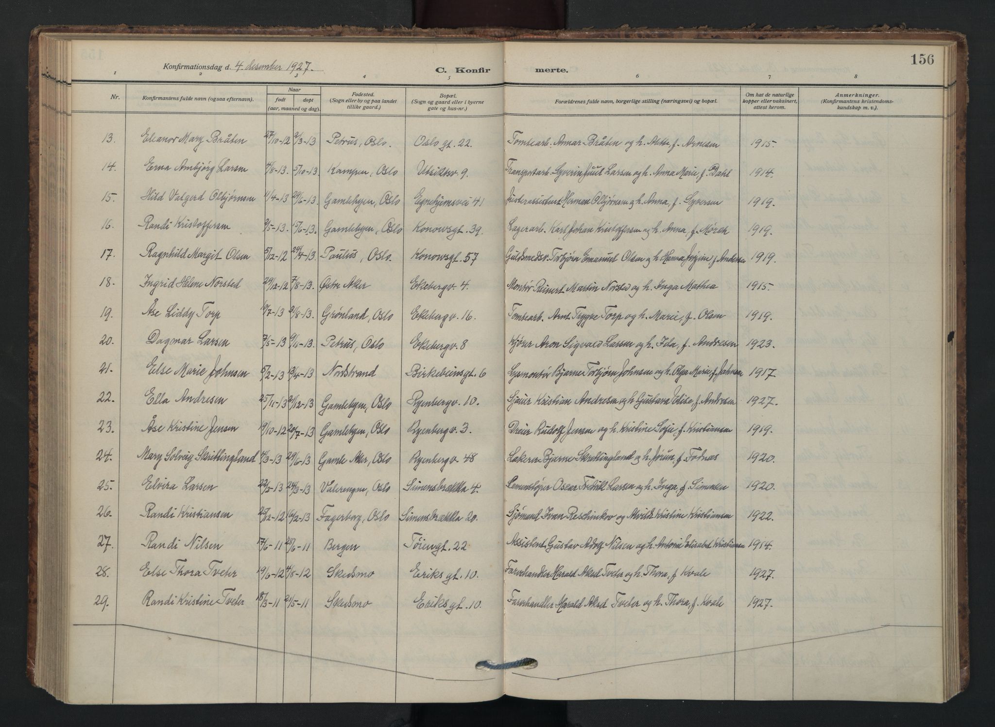 Gamlebyen prestekontor Kirkebøker, AV/SAO-A-10884/F/Fa/L0012: Ministerialbok nr. 12, 1908-1941, s. 156