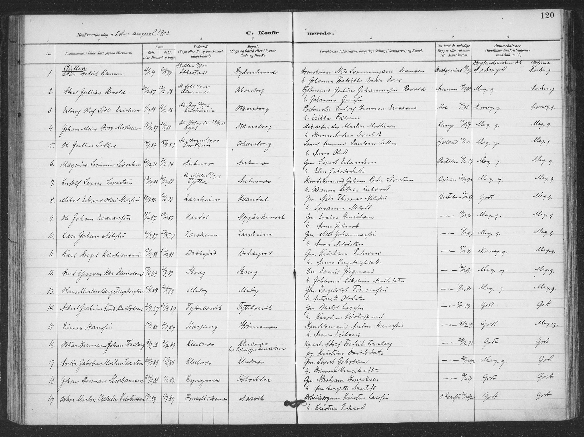 Ministerialprotokoller, klokkerbøker og fødselsregistre - Nordland, AV/SAT-A-1459/866/L0939: Ministerialbok nr. 866A02, 1894-1906, s. 120