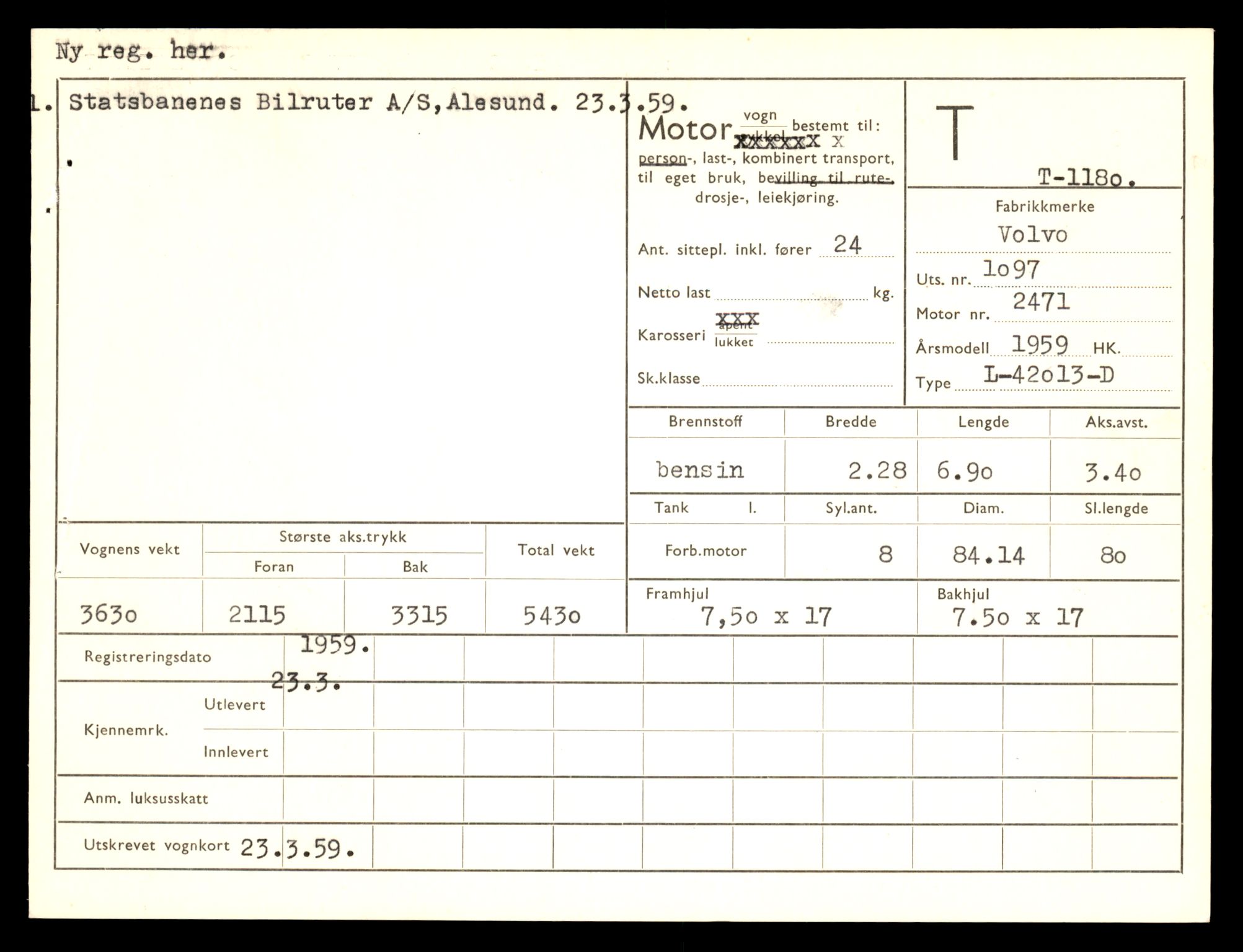 Møre og Romsdal vegkontor - Ålesund trafikkstasjon, AV/SAT-A-4099/F/Fe/L0011: Registreringskort for kjøretøy T 1170 - T 1289, 1927-1998, s. 227