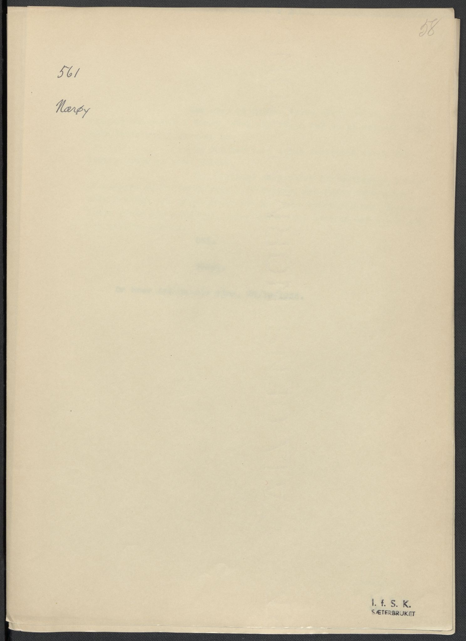 Instituttet for sammenlignende kulturforskning, AV/RA-PA-0424/F/Fc/L0015/0003: Eske B15: / Nord-Trøndelag (perm XLIV-XLV), 1933-1939, s. 1058
