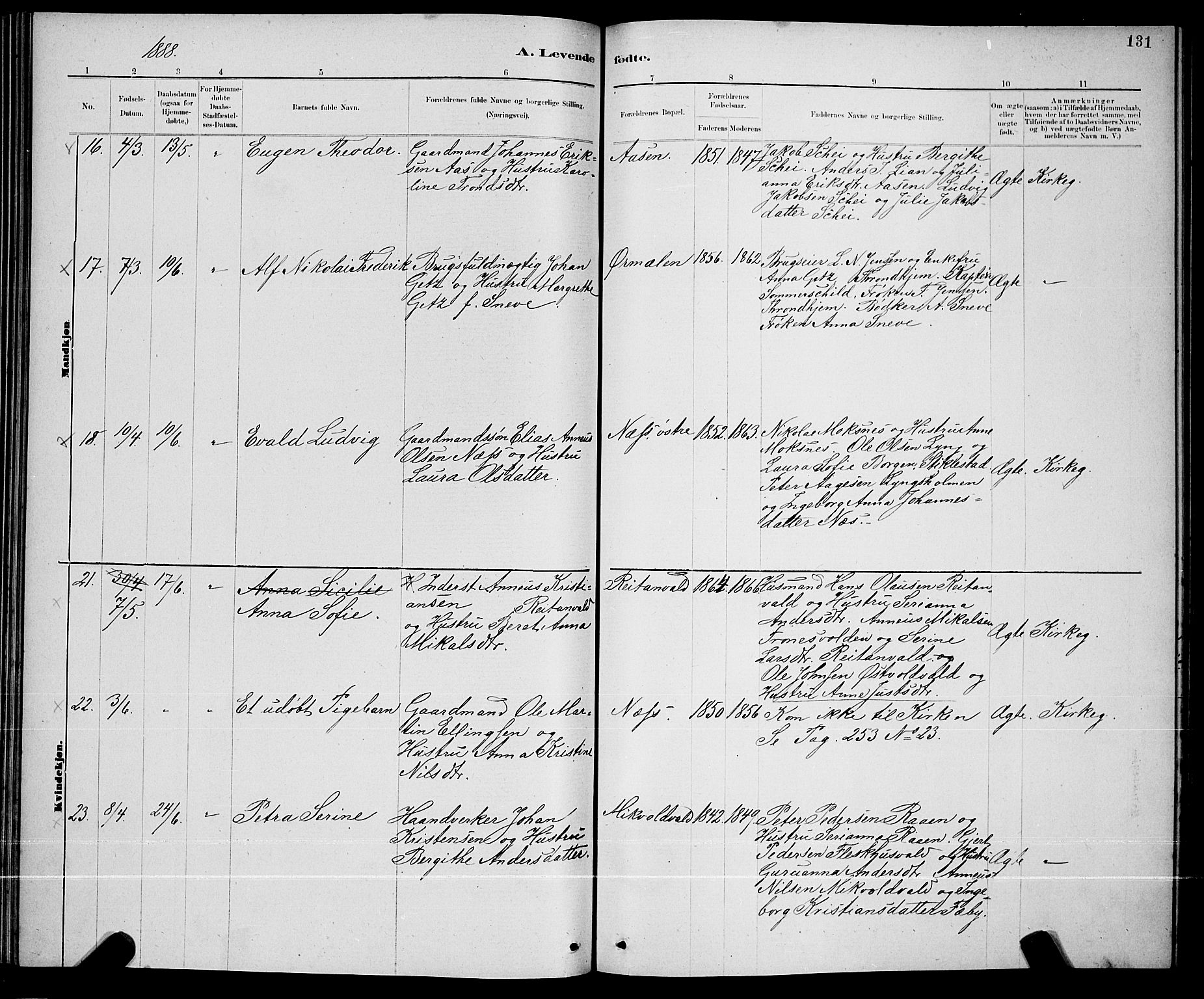 Ministerialprotokoller, klokkerbøker og fødselsregistre - Nord-Trøndelag, SAT/A-1458/723/L0256: Klokkerbok nr. 723C04, 1879-1890, s. 131