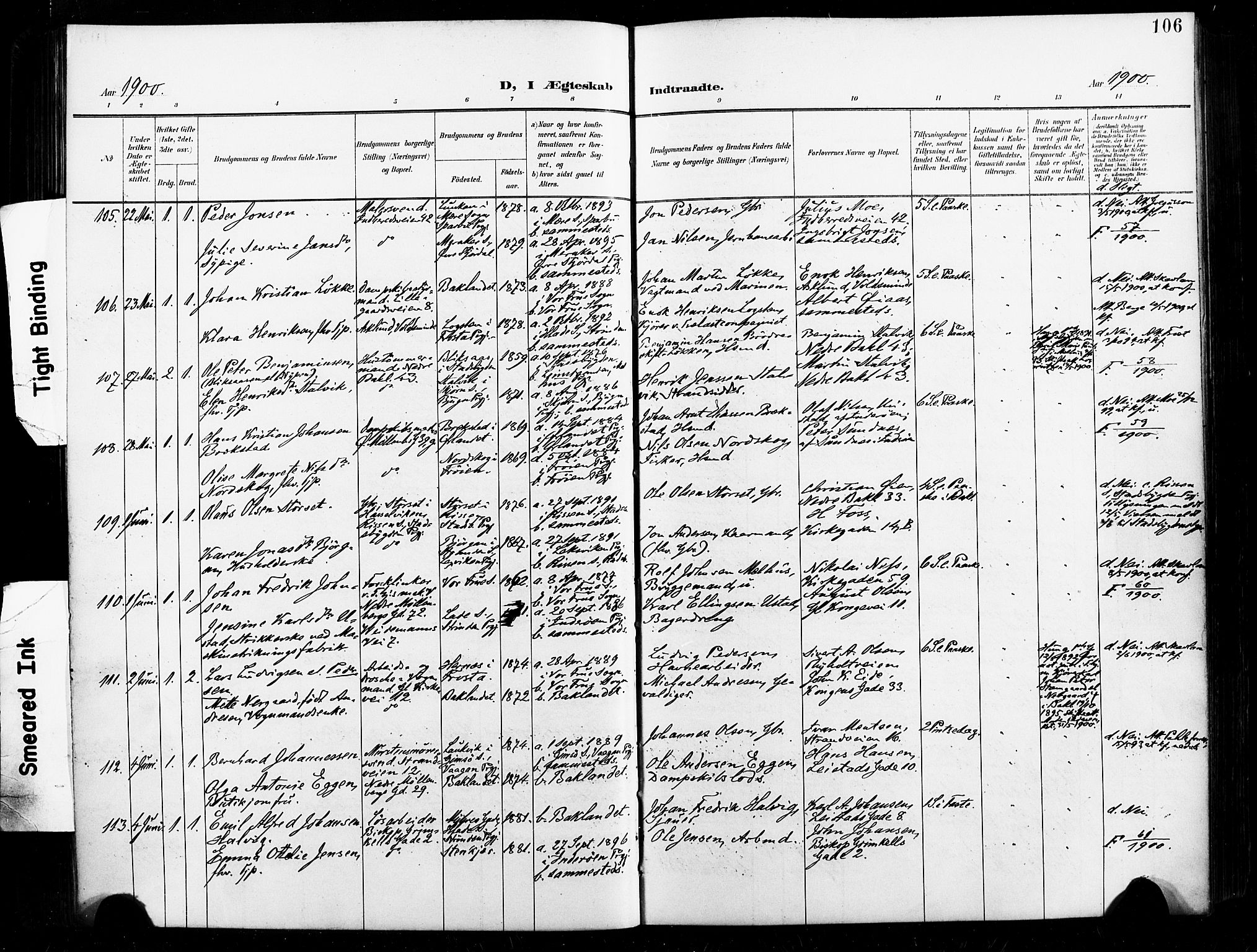 Ministerialprotokoller, klokkerbøker og fødselsregistre - Sør-Trøndelag, AV/SAT-A-1456/604/L0198: Ministerialbok nr. 604A19, 1893-1900, s. 106