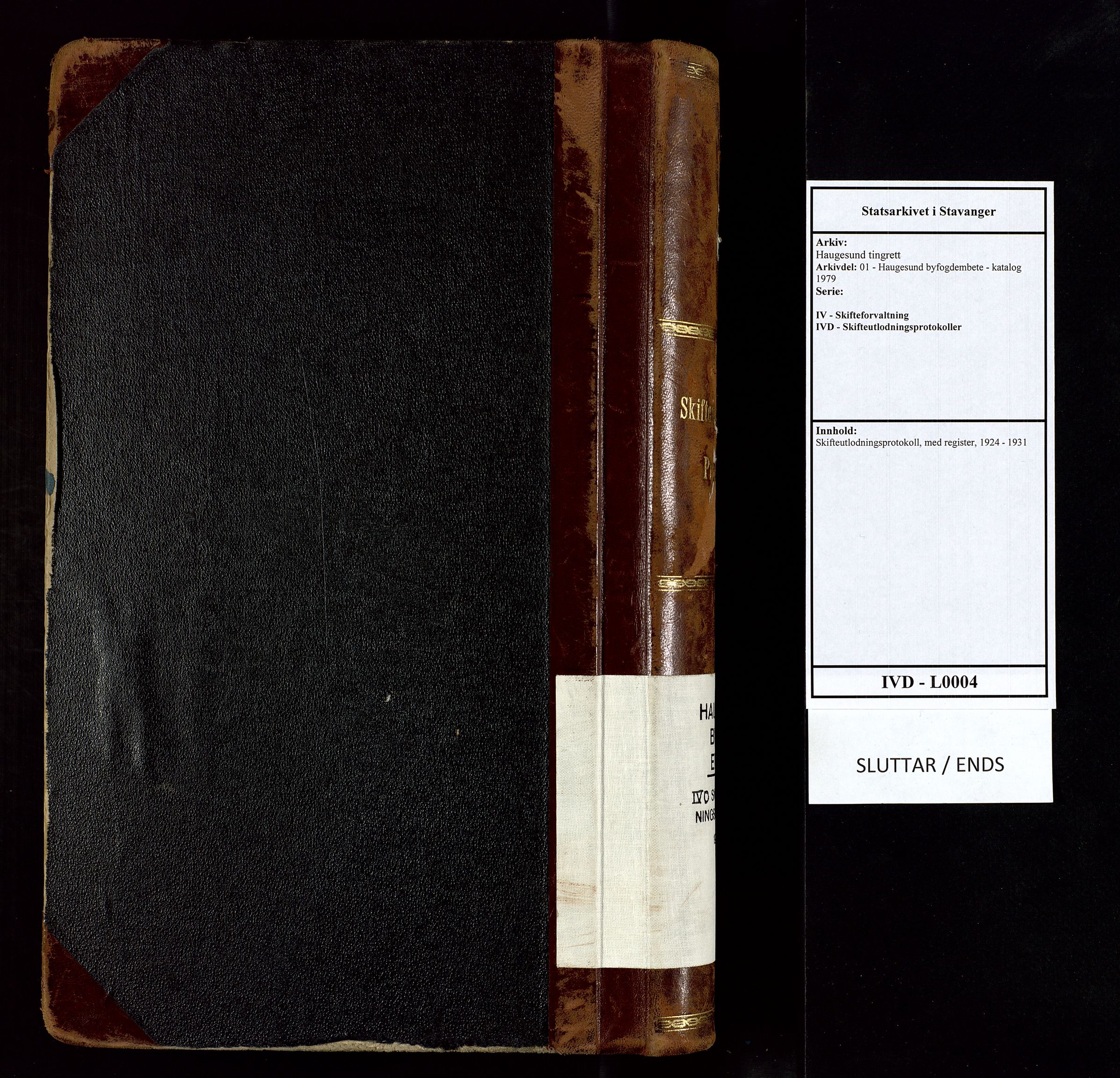 Haugesund tingrett, AV/SAST-A-101415/01/IV/IVD/L0004: Skifteutlodningsprotokoll, med register, 1924-1931
