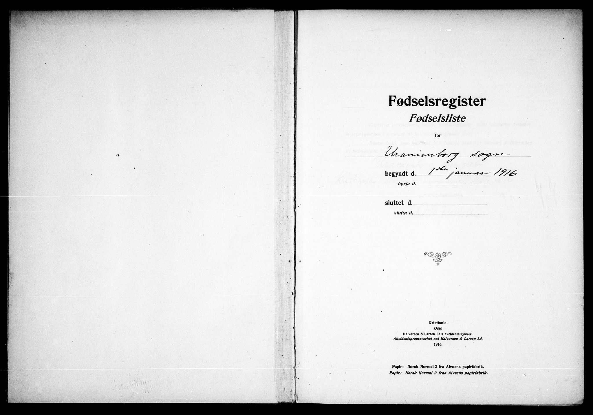 Uranienborg prestekontor Kirkebøker, SAO/A-10877/J/Ja/L0001: Fødselsregister nr. 1, 1916-1930