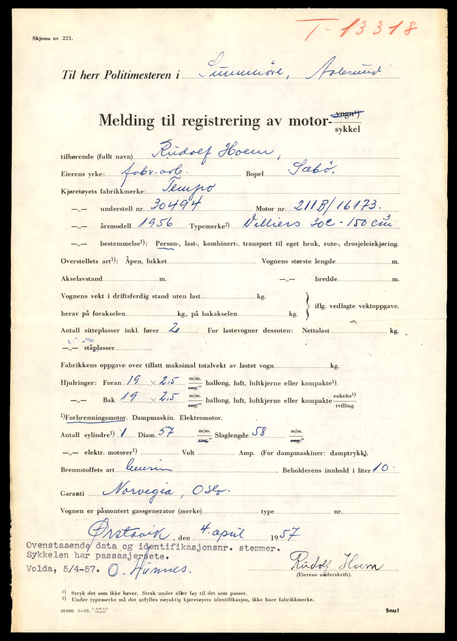 Møre og Romsdal vegkontor - Ålesund trafikkstasjon, AV/SAT-A-4099/F/Fe/L0038: Registreringskort for kjøretøy T 13180 - T 13360, 1927-1998, s. 2317