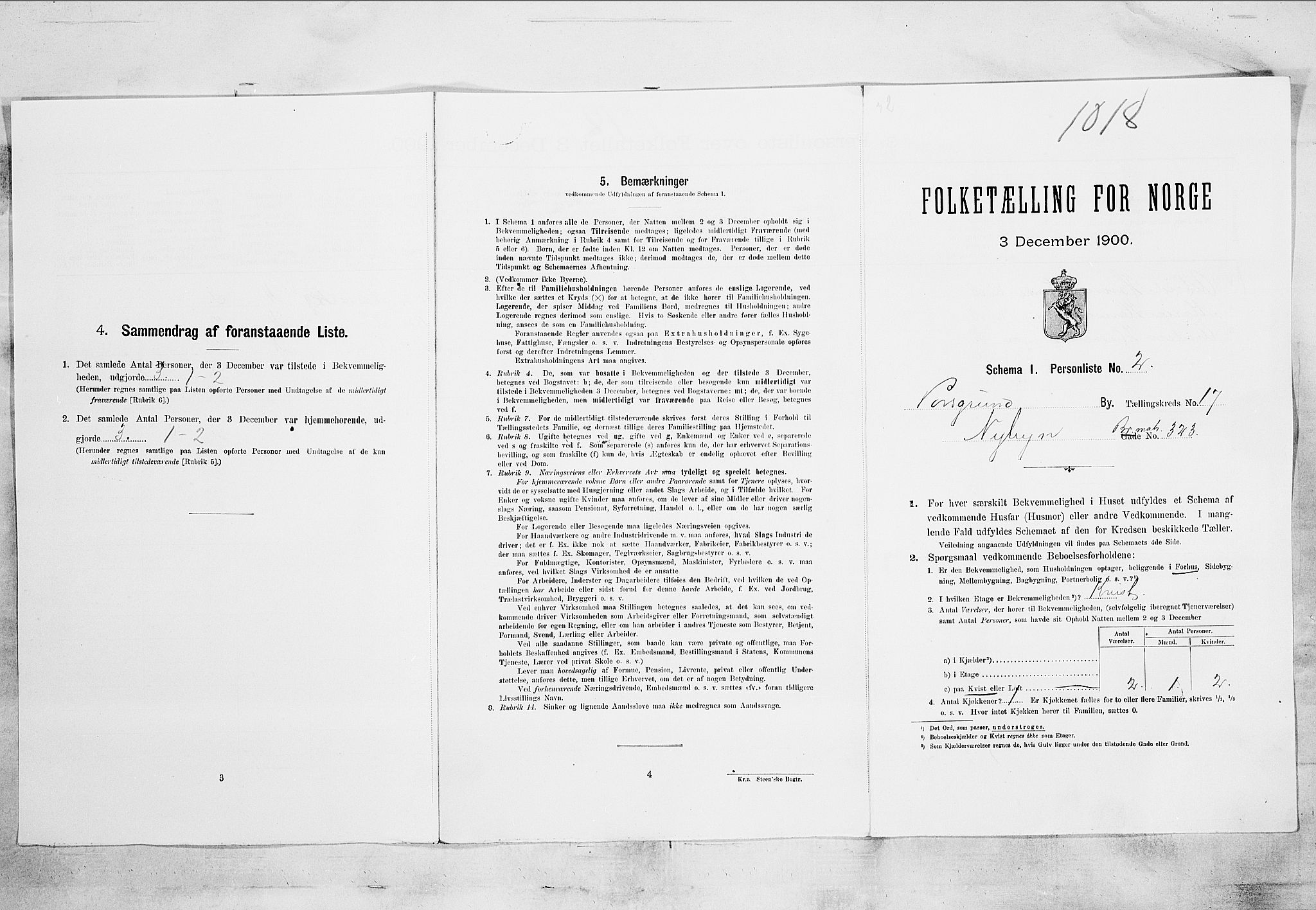 SAKO, Folketelling 1900 for 0805 Porsgrunn kjøpstad, 1900, s. 3324