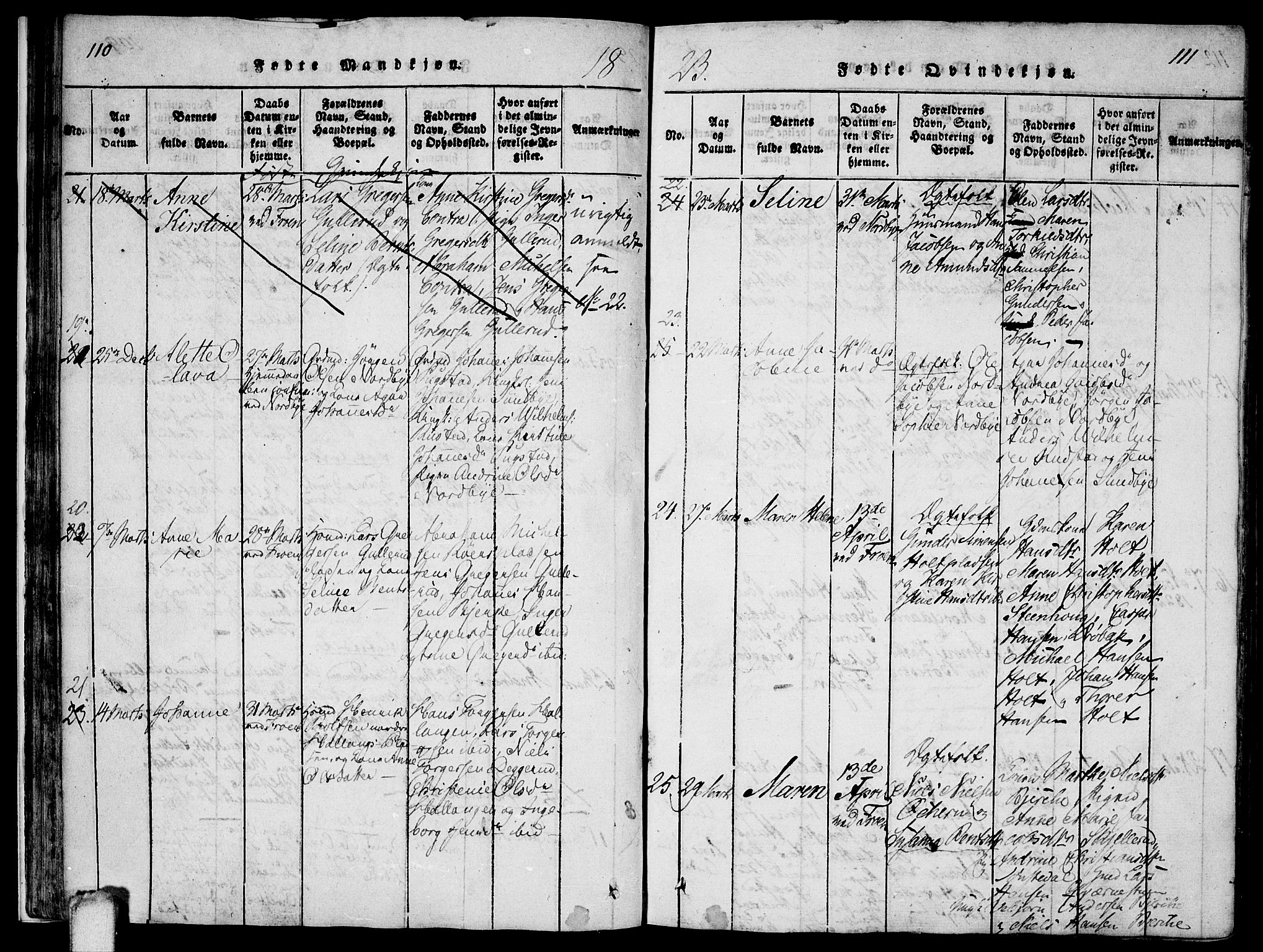 Ås prestekontor Kirkebøker, AV/SAO-A-10894/F/Fa/L0004: Ministerialbok nr. I 4, 1818-1826, s. 110-111