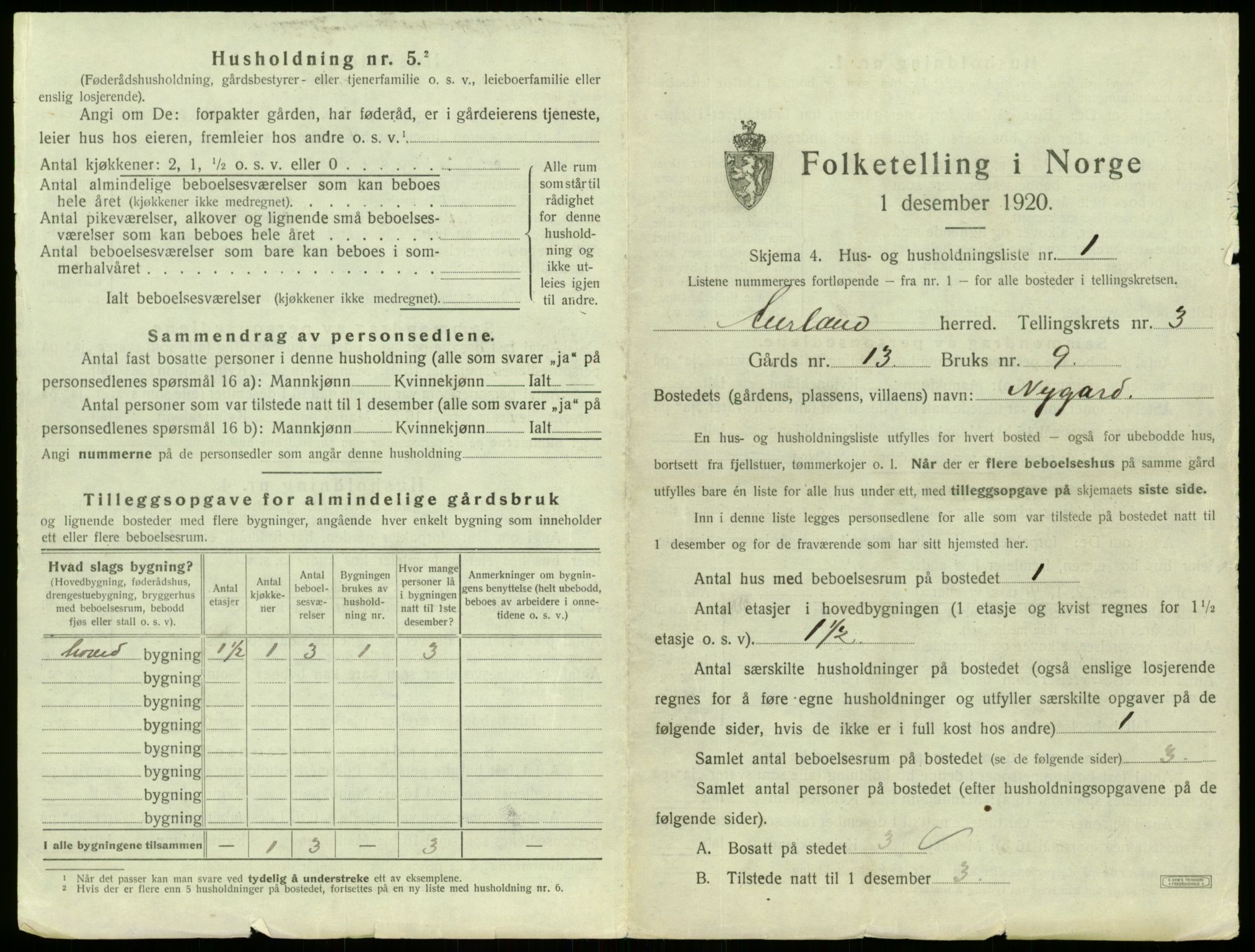 SAB, Folketelling 1920 for 1421 Aurland herred, 1920, s. 255