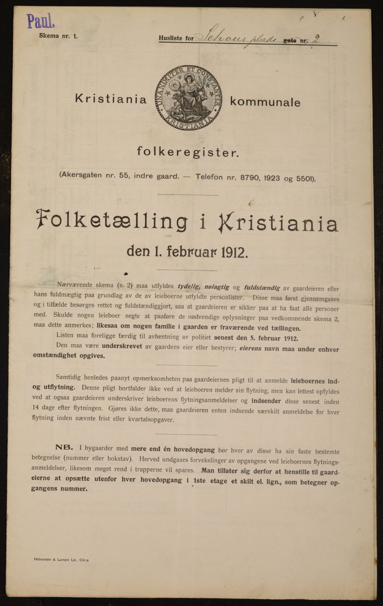 OBA, Kommunal folketelling 1.2.1912 for Kristiania, 1912, s. 90518