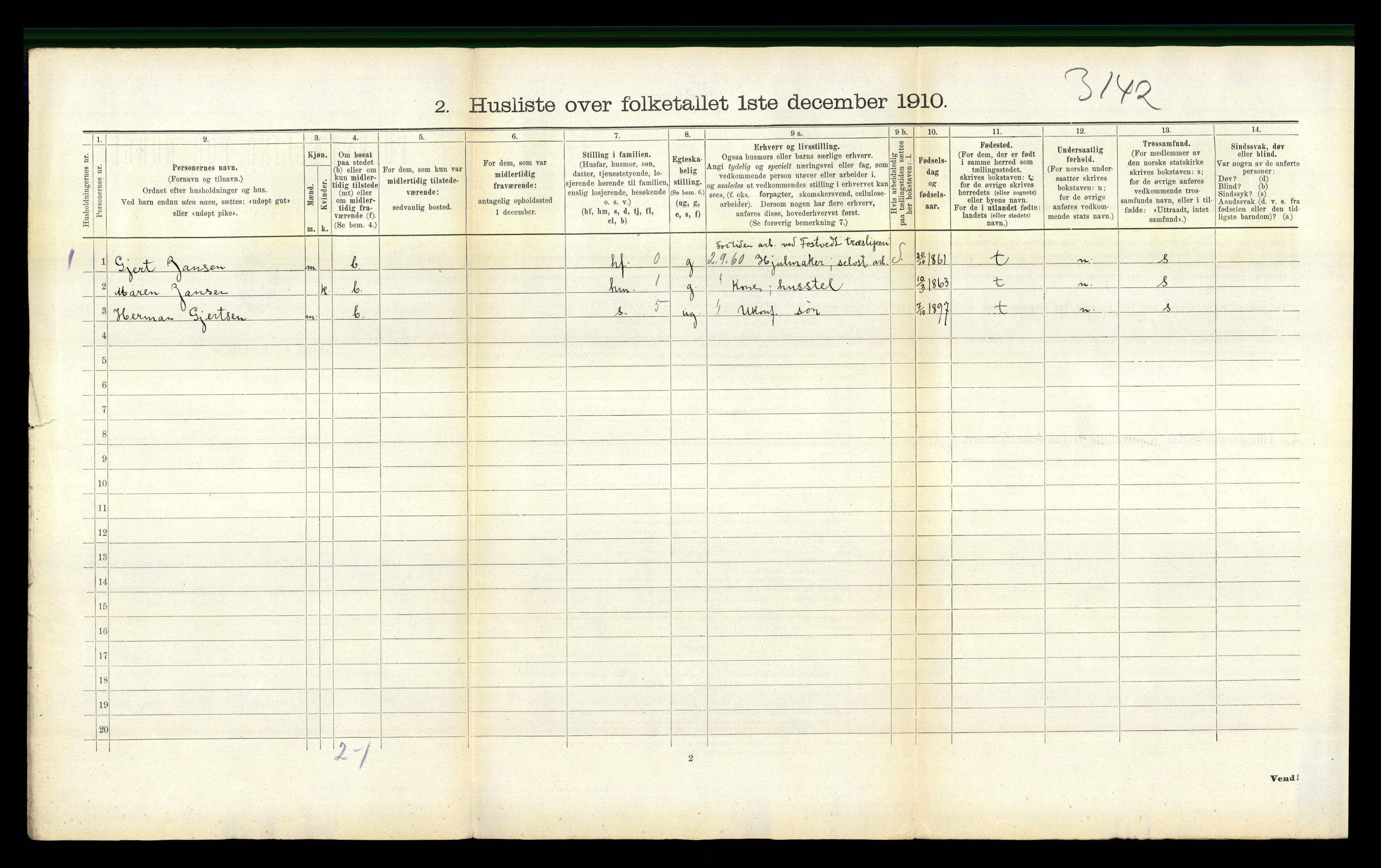 RA, Folketelling 1910 for 0914 Holt herred, 1910, s. 879