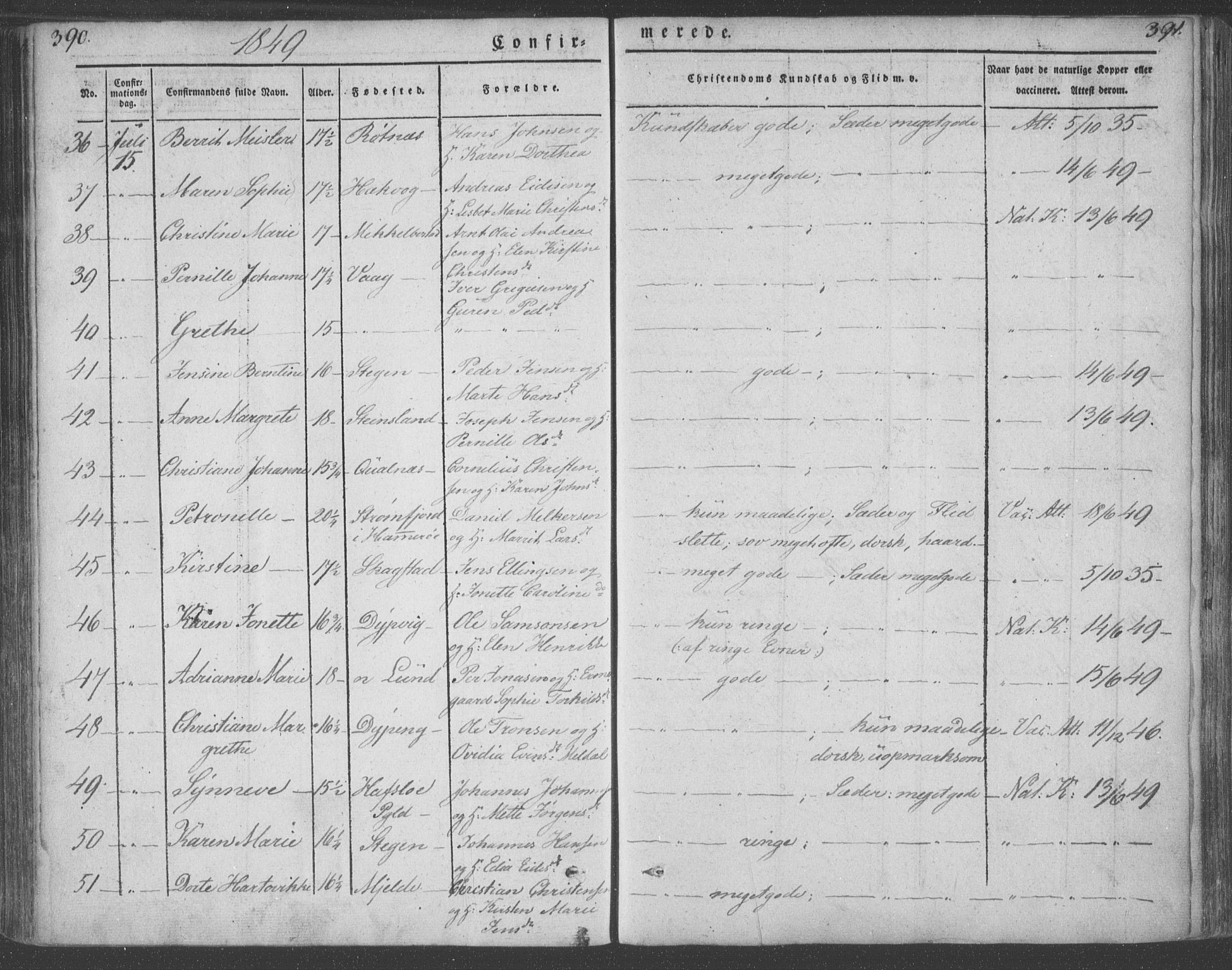 Ministerialprotokoller, klokkerbøker og fødselsregistre - Nordland, AV/SAT-A-1459/855/L0799: Ministerialbok nr. 855A07, 1834-1852, s. 390-391