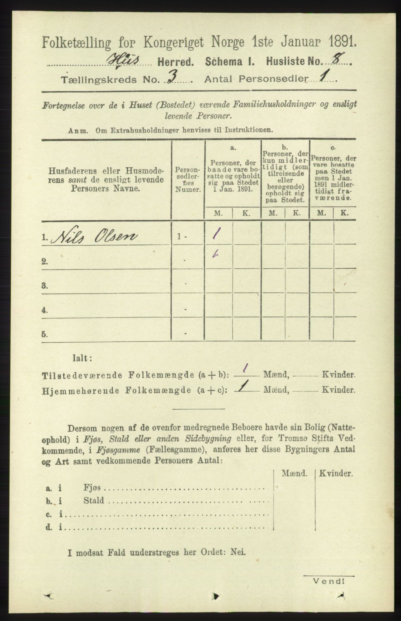 RA, Folketelling 1891 for 1250 Haus herred, 1891, s. 906