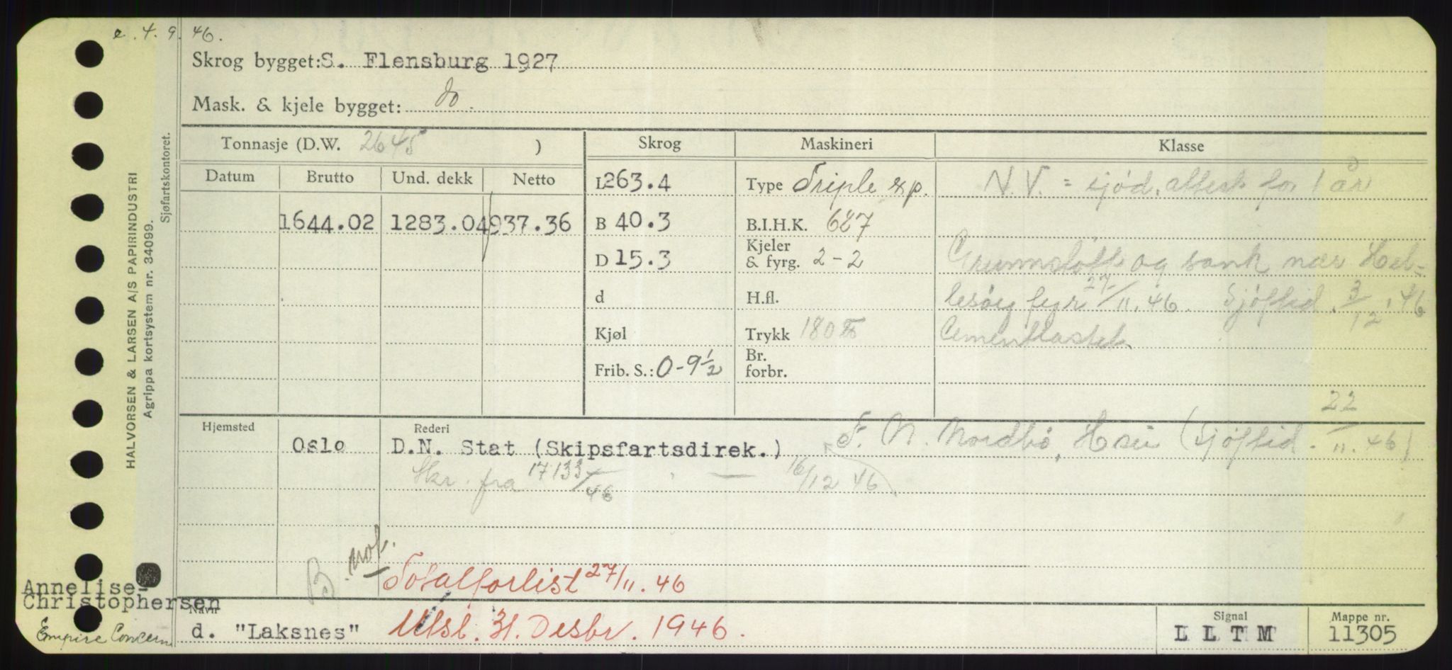 Sjøfartsdirektoratet med forløpere, Skipsmålingen, RA/S-1627/H/Hd/L0022: Fartøy, L-Lia, s. 101