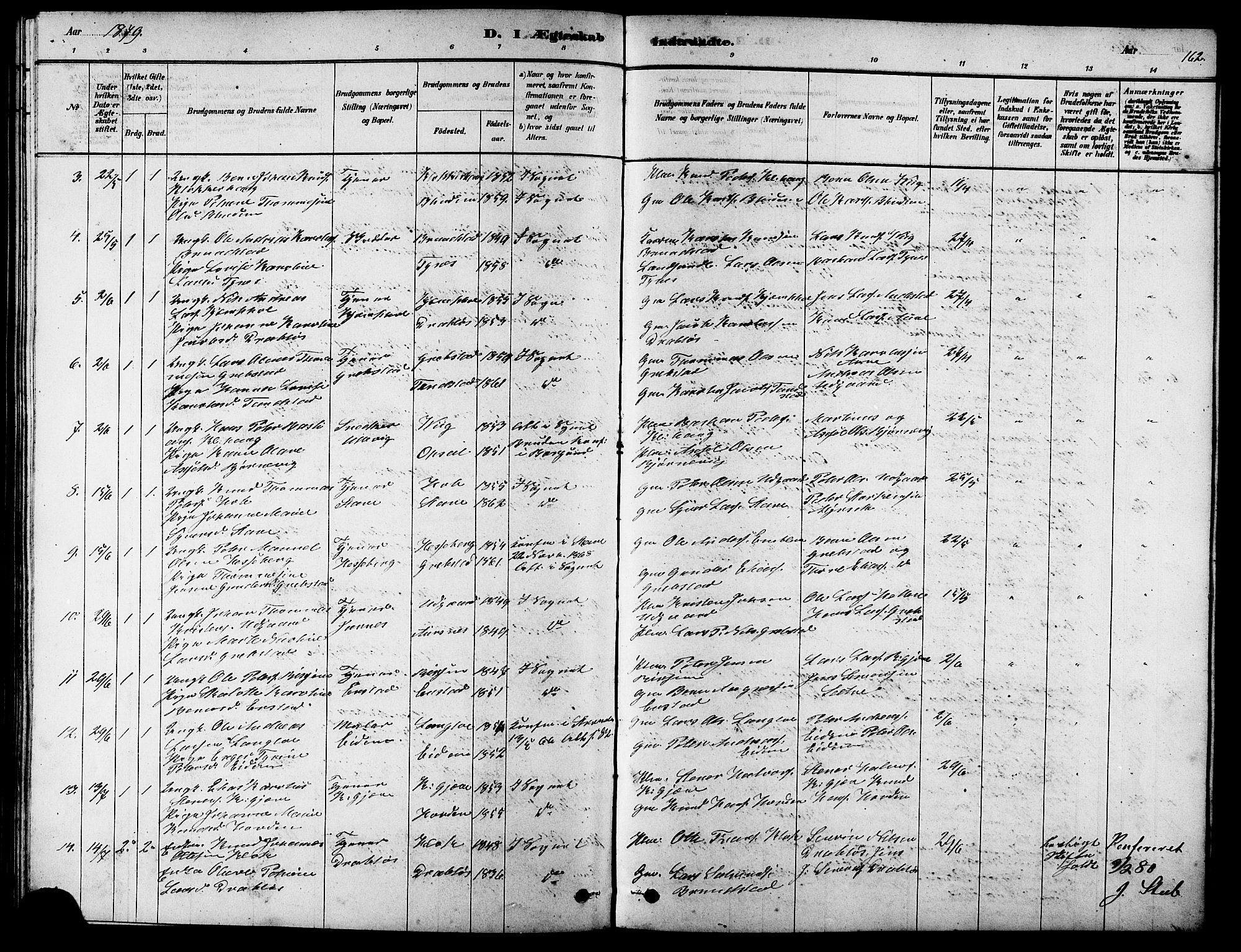 Ministerialprotokoller, klokkerbøker og fødselsregistre - Møre og Romsdal, AV/SAT-A-1454/523/L0339: Klokkerbok nr. 523C02, 1878-1891, s. 162