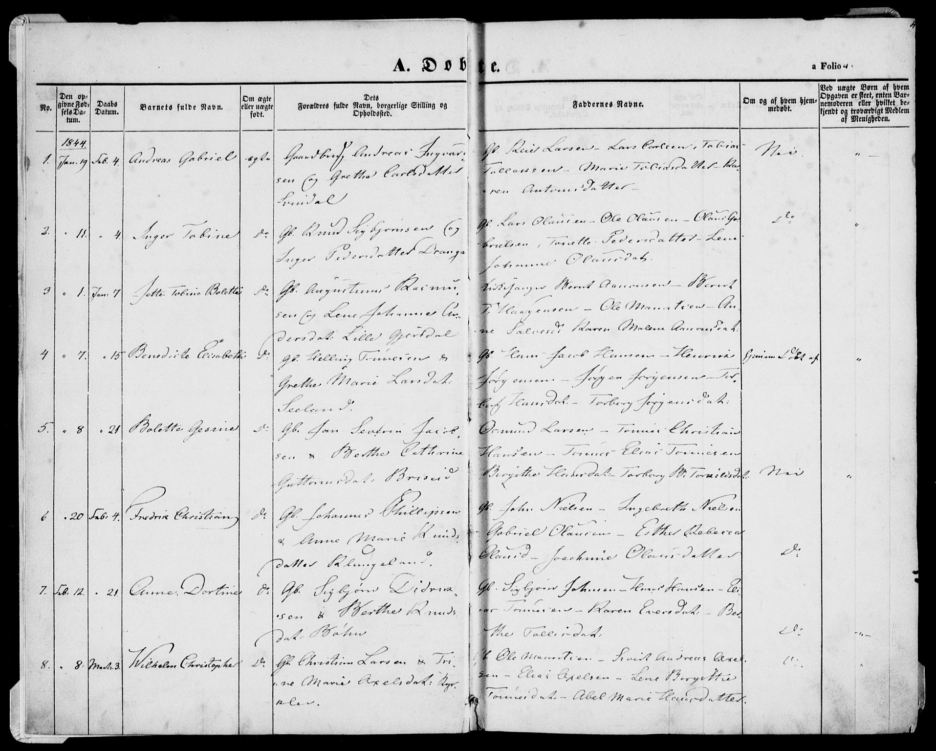 Herad sokneprestkontor, AV/SAK-1111-0018/F/Fa/Faa/L0004: Ministerialbok nr. A 4, 1844-1853, s. 4