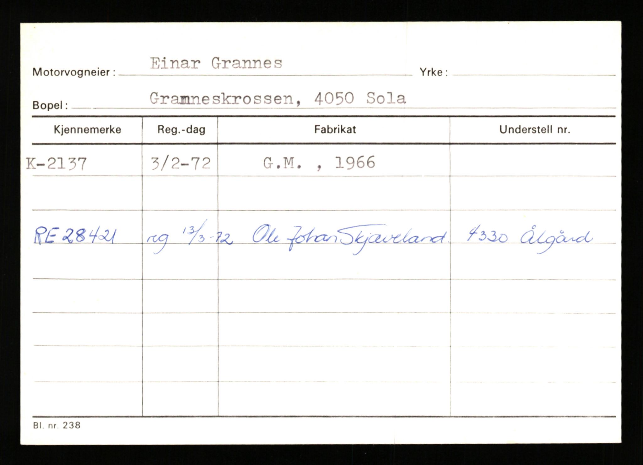 Stavanger trafikkstasjon, AV/SAST-A-101942/0/G/L0001: Registreringsnummer: 0 - 5782, 1930-1971, s. 1467