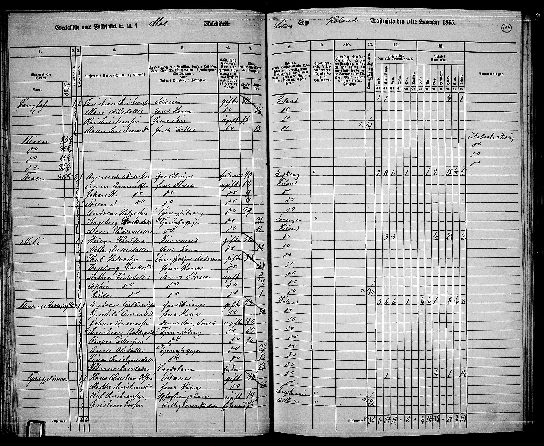 RA, Folketelling 1865 for 0221P Høland prestegjeld, 1865, s. 97