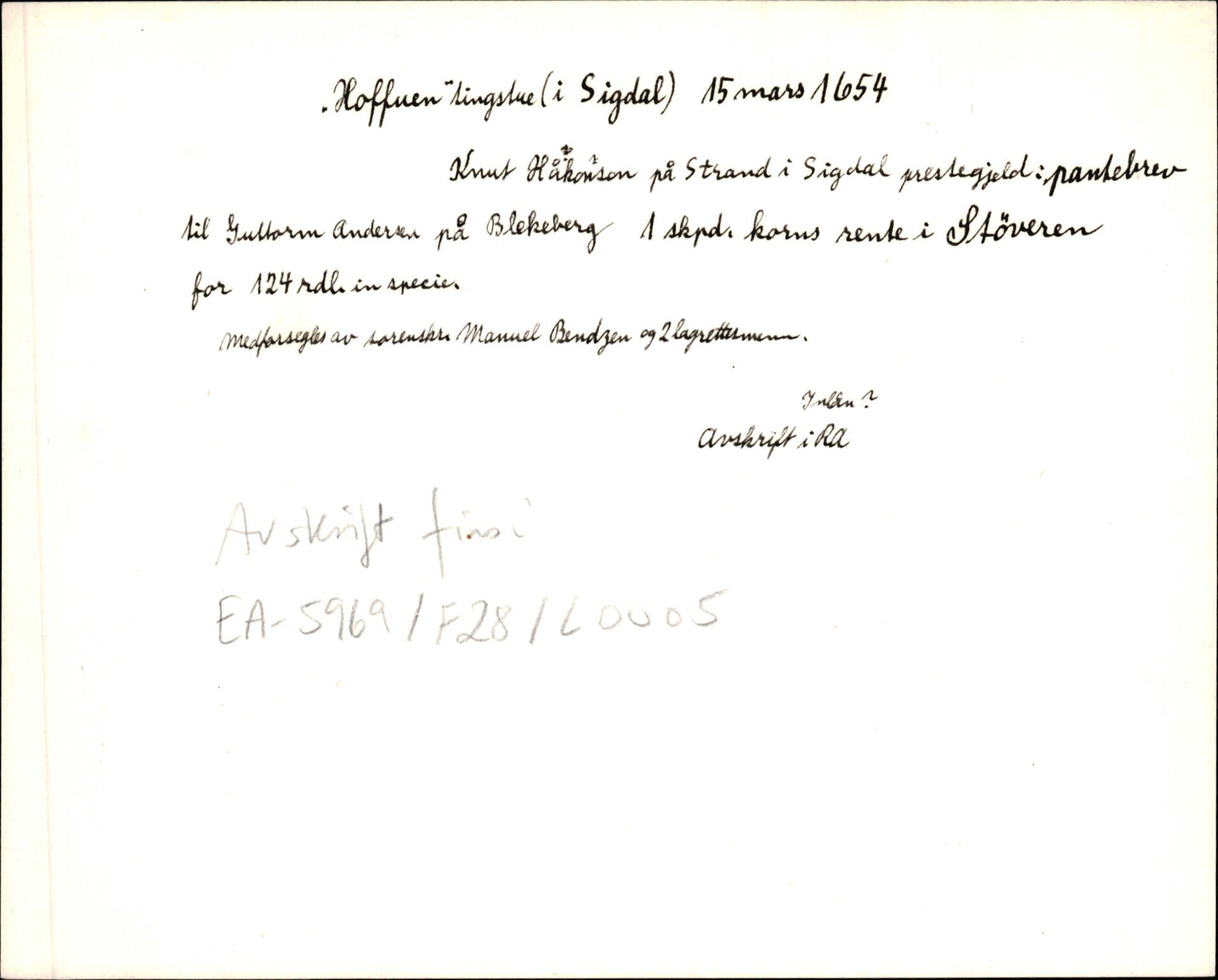 Riksarkivets diplomsamling, AV/RA-EA-5965/F35/F35d/L0004: Innlånte diplomer, seddelregister, 1643-1660, s. 397