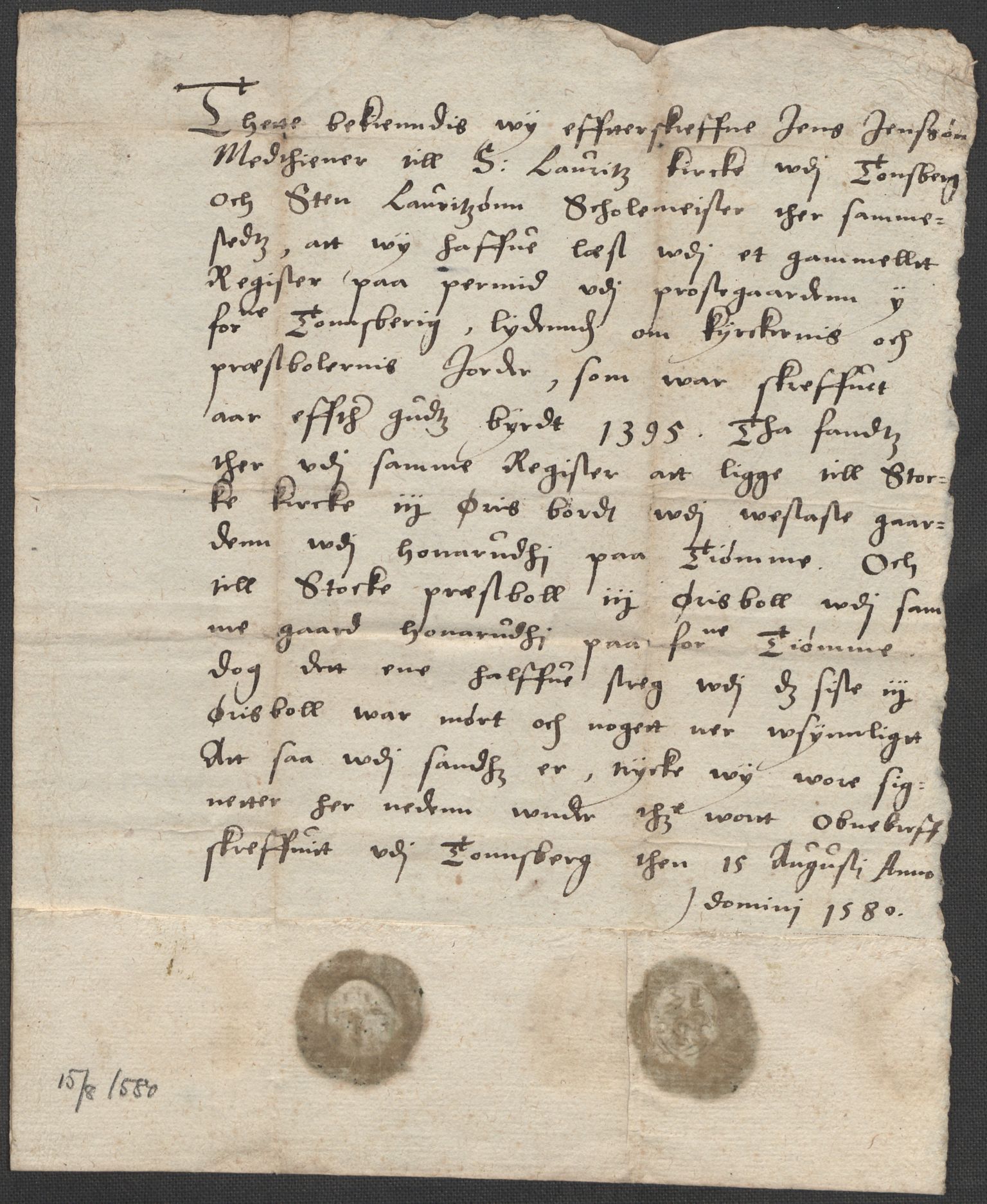 Riksarkivets diplomsamling, AV/RA-EA-5965/F15/L0021: Prestearkiv - Vestfold, 1573-1858, s. 174