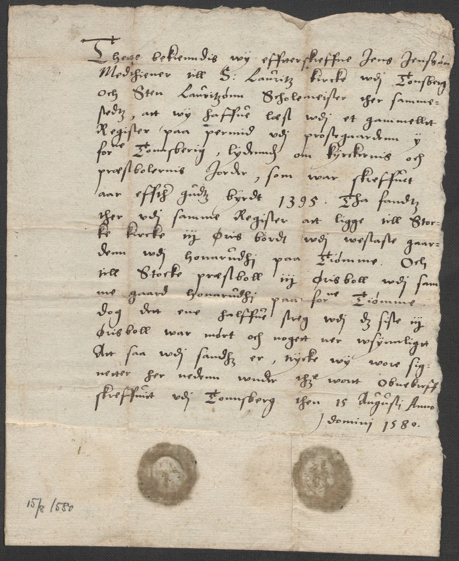 Riksarkivets diplomsamling, RA/EA-5965/F15/L0021: Prestearkiv - Vestfold, 1573-1858, s. 174