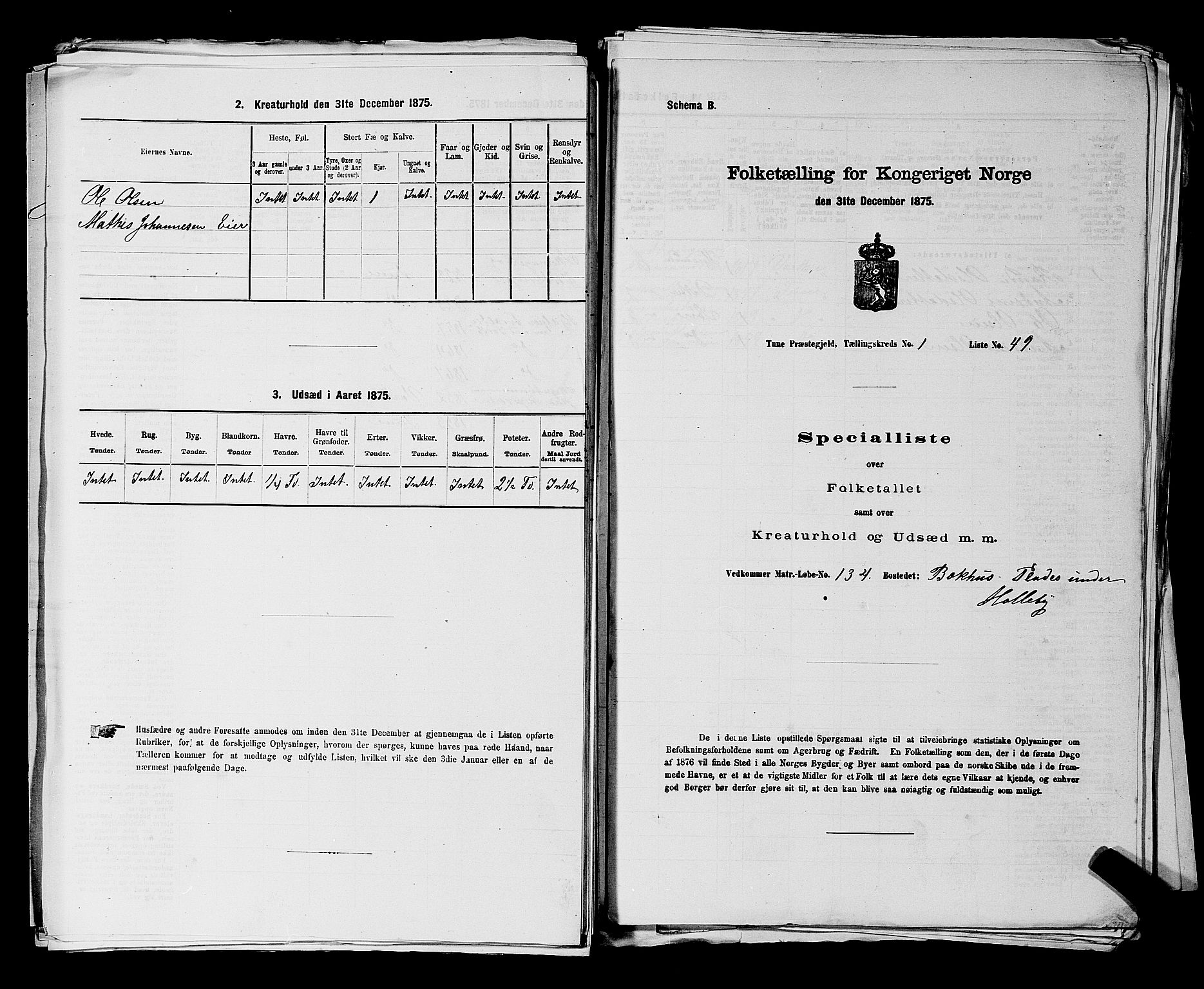 RA, Folketelling 1875 for 0130P Tune prestegjeld, 1875, s. 154