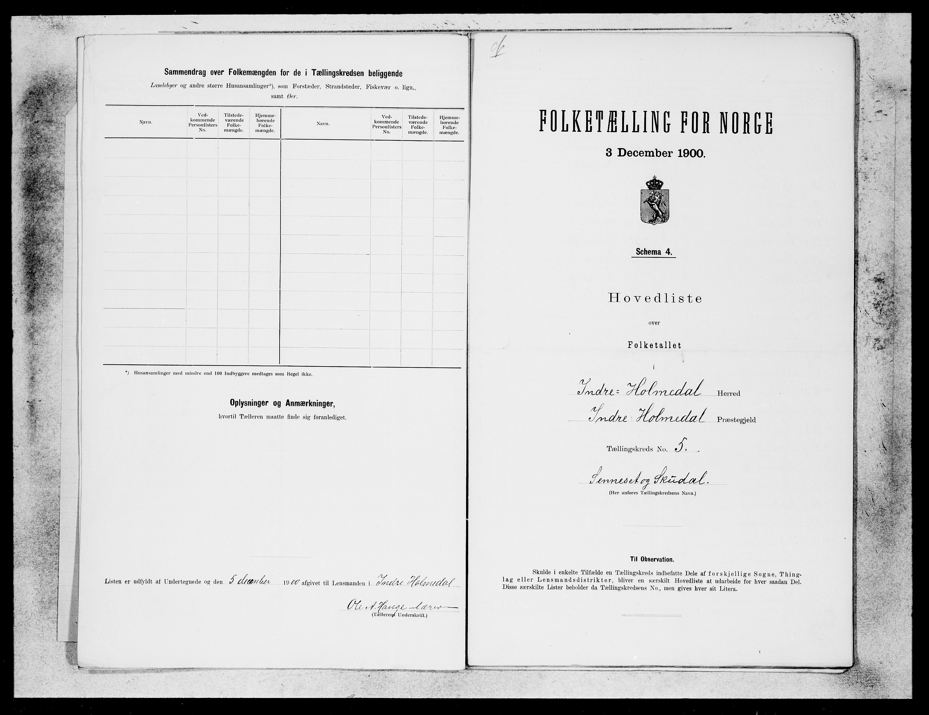 SAB, Folketelling 1900 for 1430 Indre Holmedal herred, 1900, s. 9