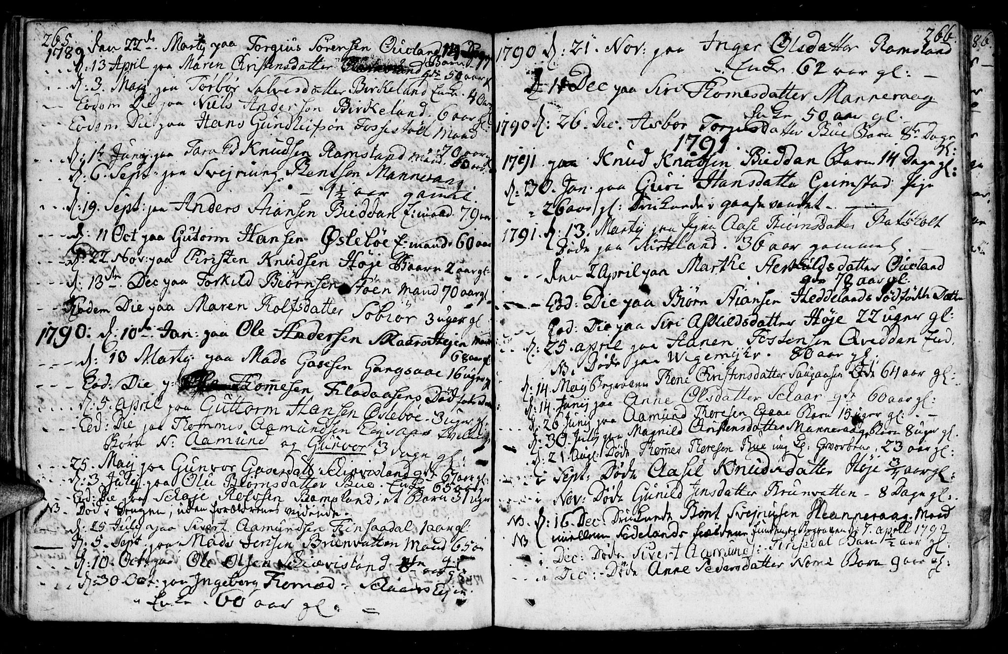 Holum sokneprestkontor, AV/SAK-1111-0022/F/Fa/Fac/L0001: Ministerialbok nr. A 1, 1773-1820, s. 265-266