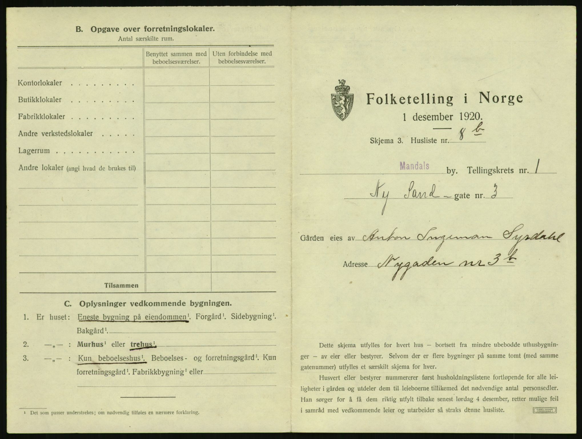 SAK, Folketelling 1920 for 1002 Mandal ladested, 1920, s. 59