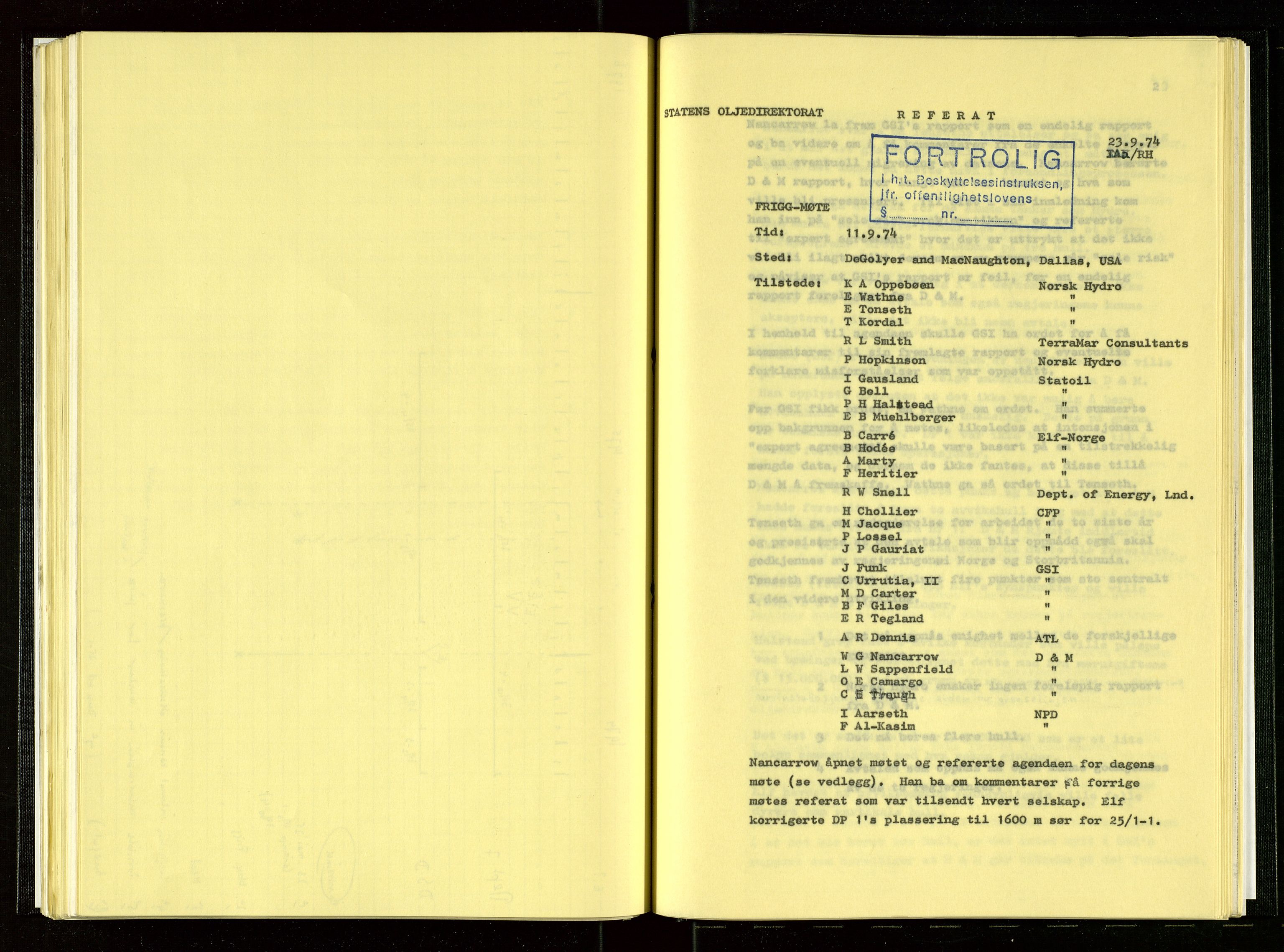 Oljedirektoratet, AV/SAST-A-101366/Aa/L0003: Referatprotokoller, 1974