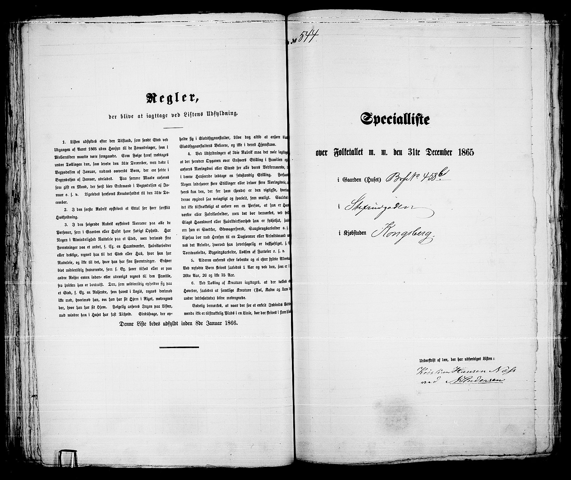 RA, Folketelling 1865 for 0604B Kongsberg prestegjeld, Kongsberg kjøpstad, 1865, s. 1100