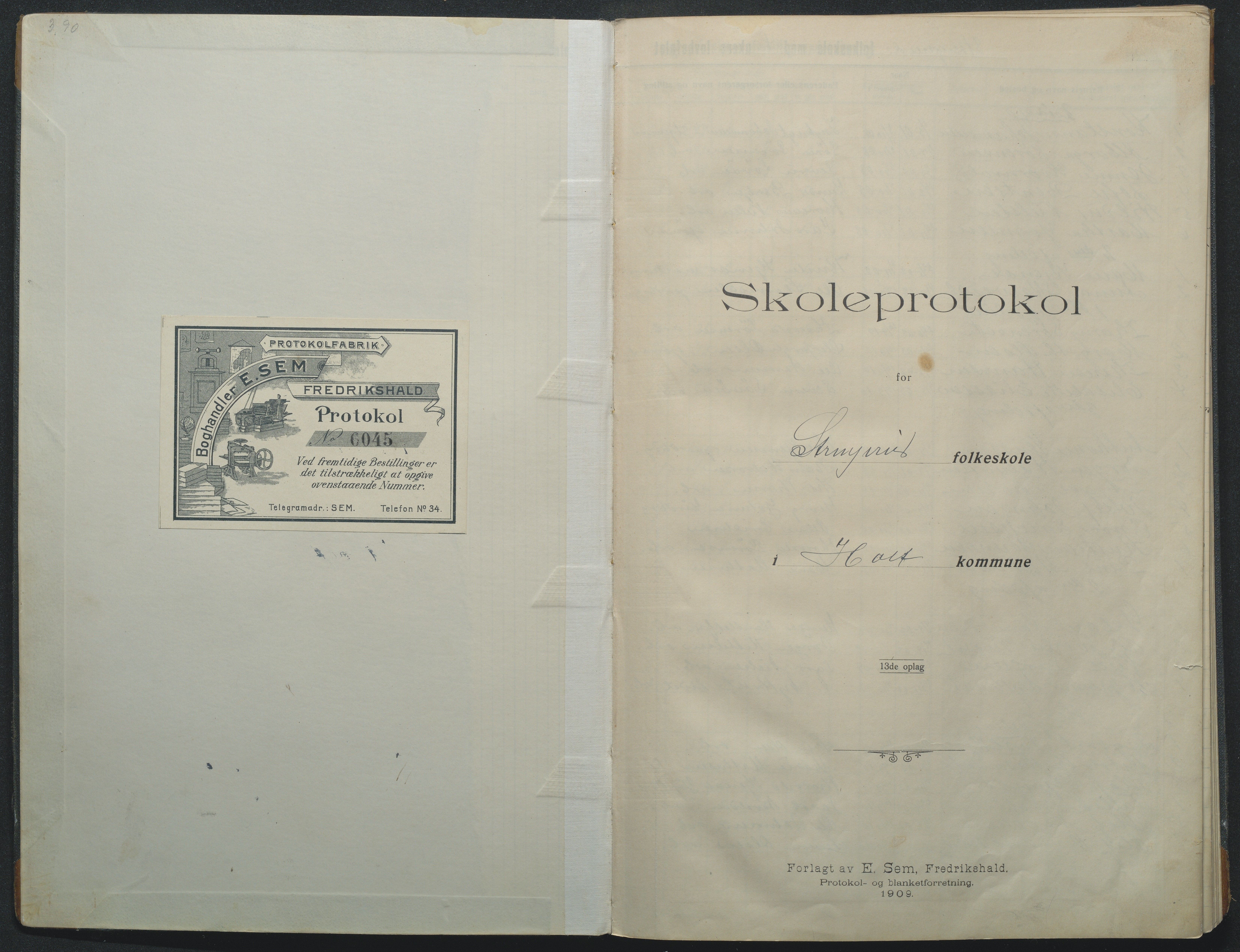 Flosta kommune, Strengereid Krets, AAKS/KA0916-550h/F01/L0003: Skoleprotokoll Strengereid skole, 1910-1917