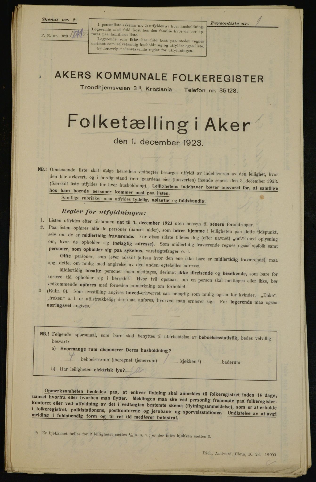 , Kommunal folketelling 1.12.1923 for Aker, 1923, s. 43977