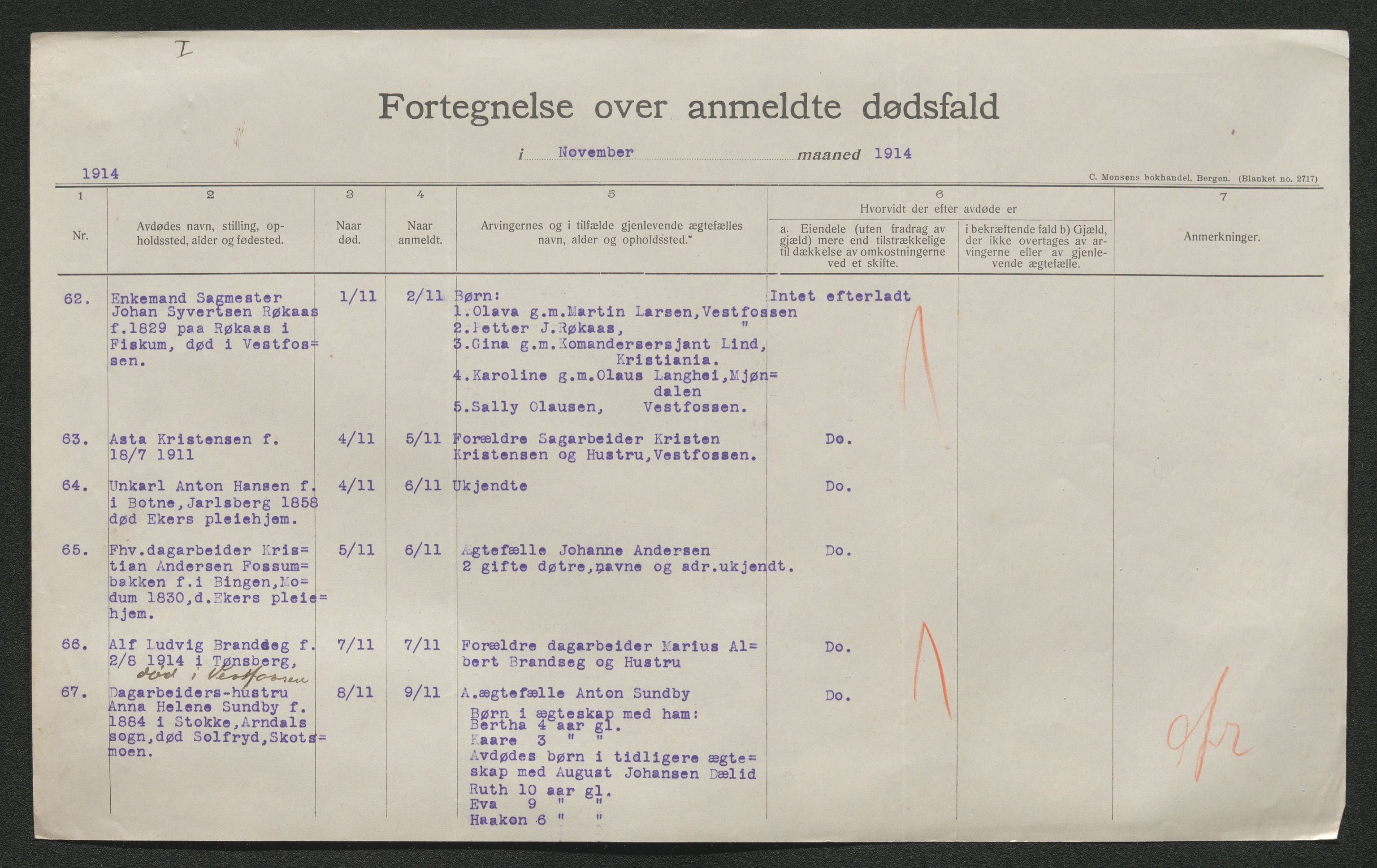 Eiker, Modum og Sigdal sorenskriveri, SAKO/A-123/H/Ha/Hab/L0037: Dødsfallsmeldinger, 1914-1915, s. 396