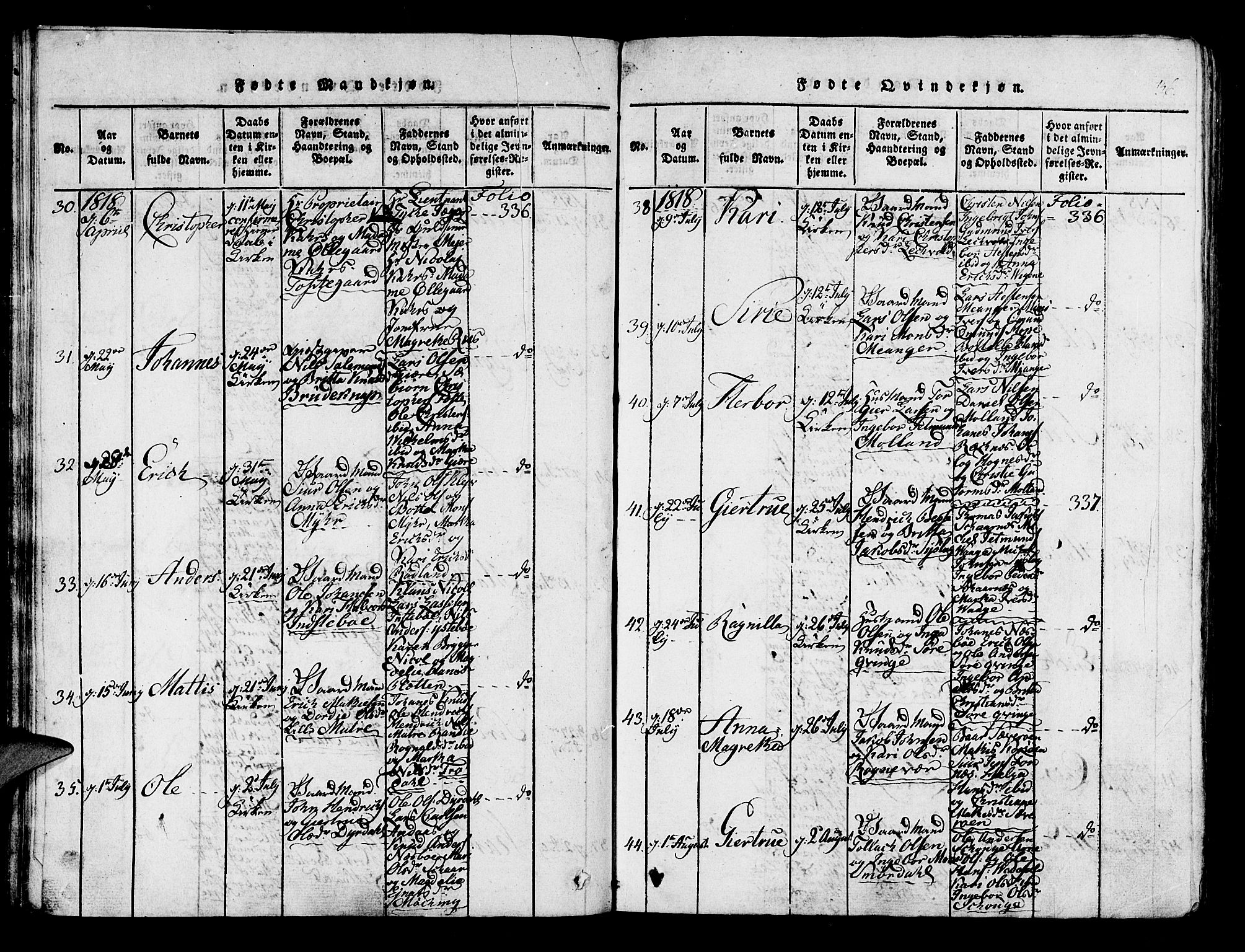Lindås Sokneprestembete, AV/SAB-A-76701/H/Haa/Haaa/L0007: Ministerialbok nr. A 7, 1816-1823, s. 36